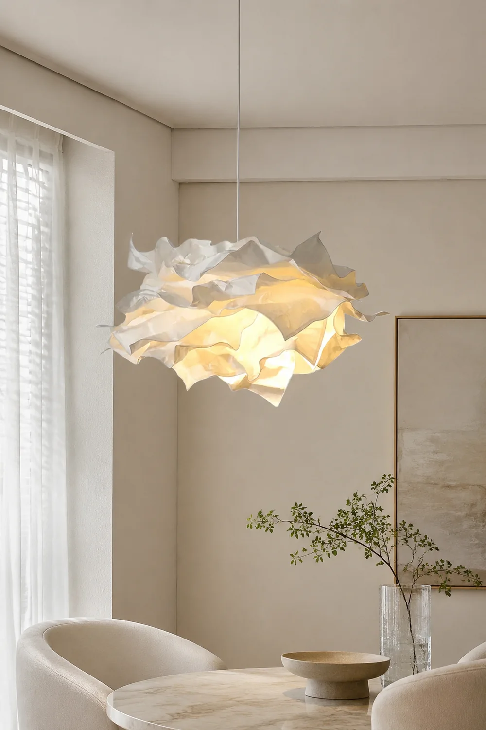 White Pendant Light Art Decor Hanging Lights For Bedroom - Lumpaz