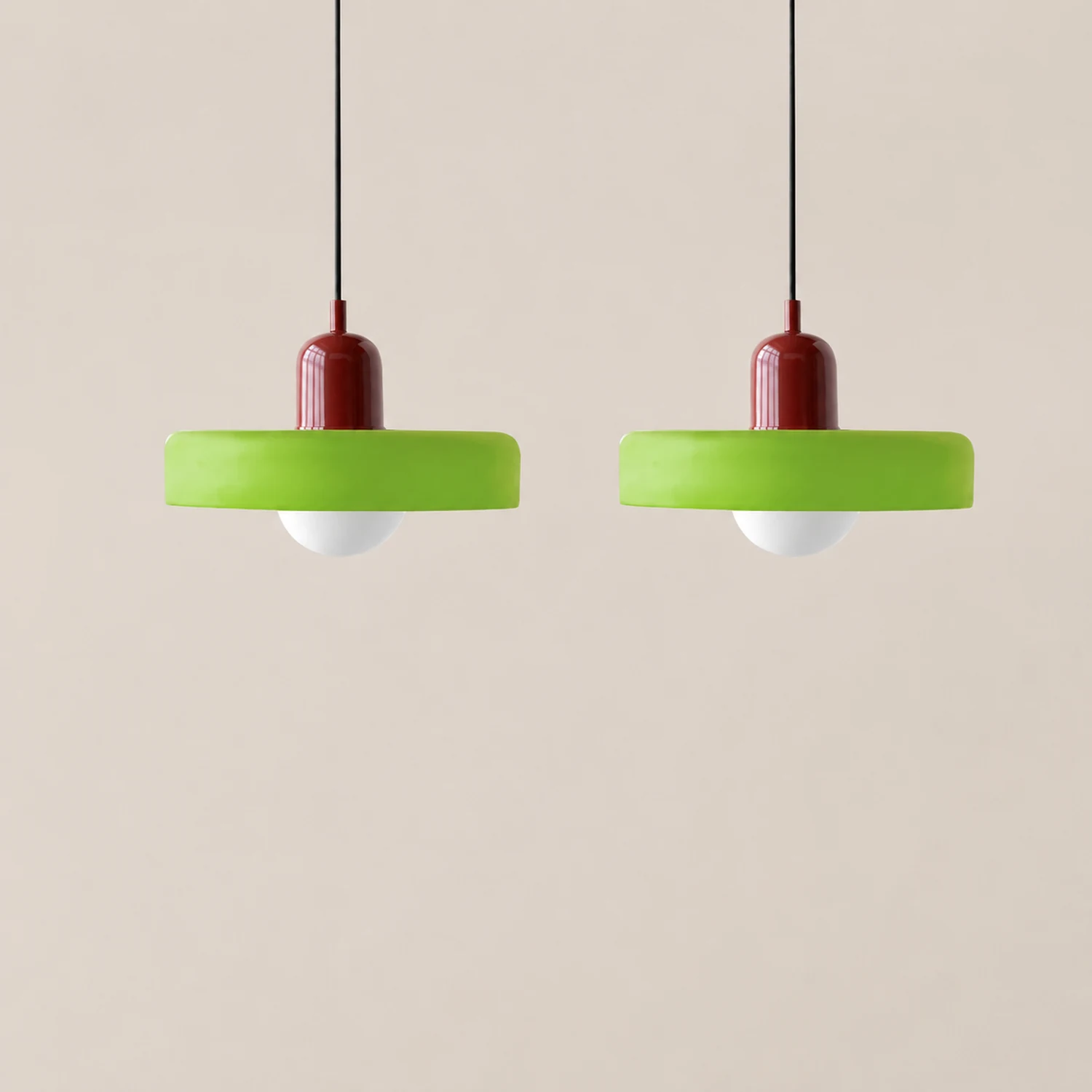 2 Heads Modern Bauhaus Glass Pendant Light - Lumpaz