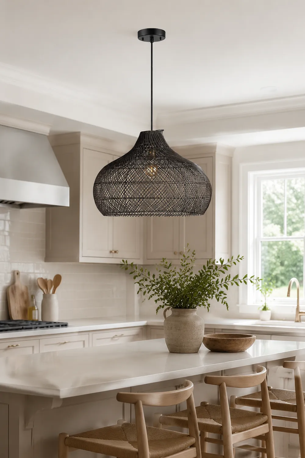 Modern Rattan Handwoven Island Pendant Light - Lumpaz