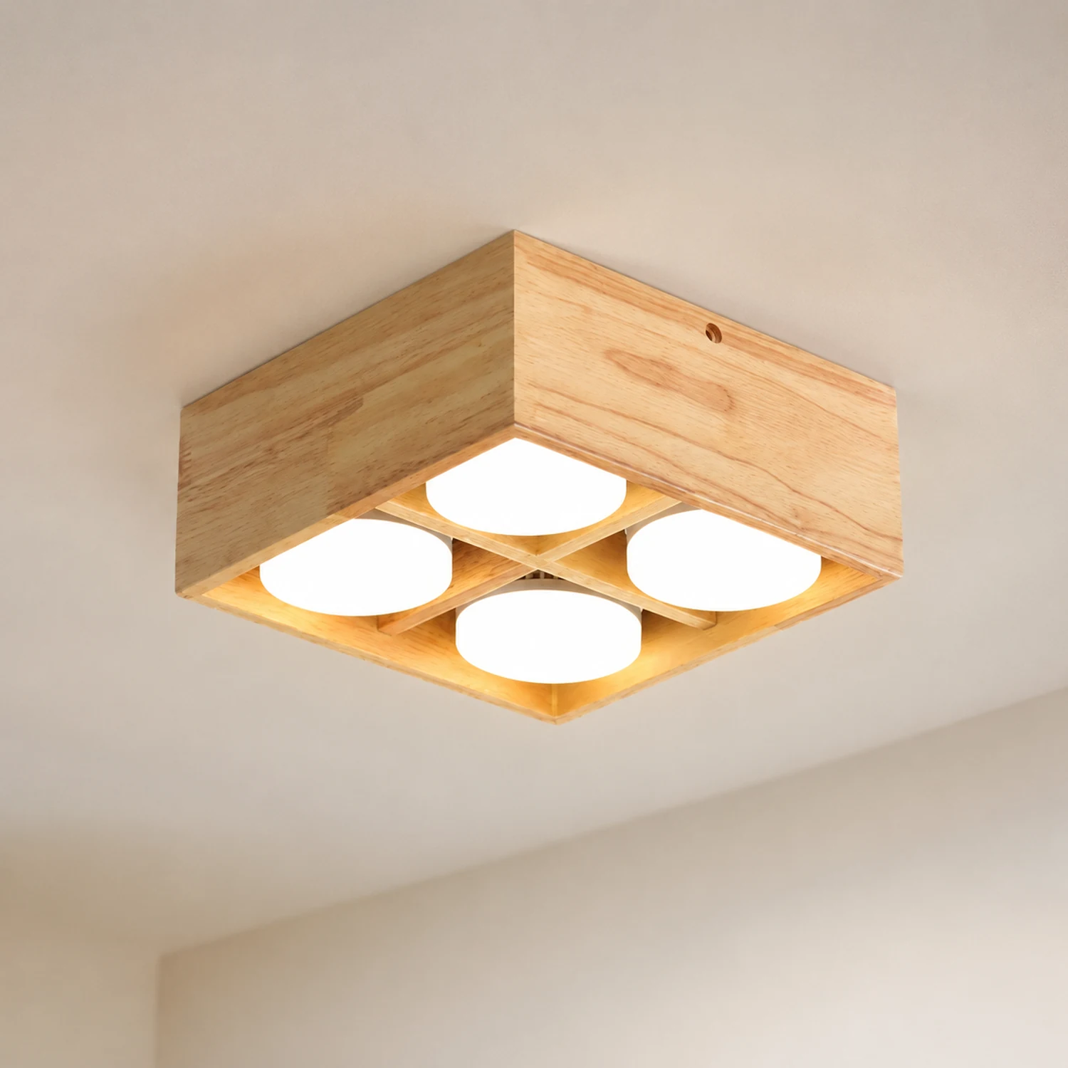 Ozawa Einfache LED Deckenleuchte aus Holz für Wohnzimmer, Schlafzimmer - Lumpaz