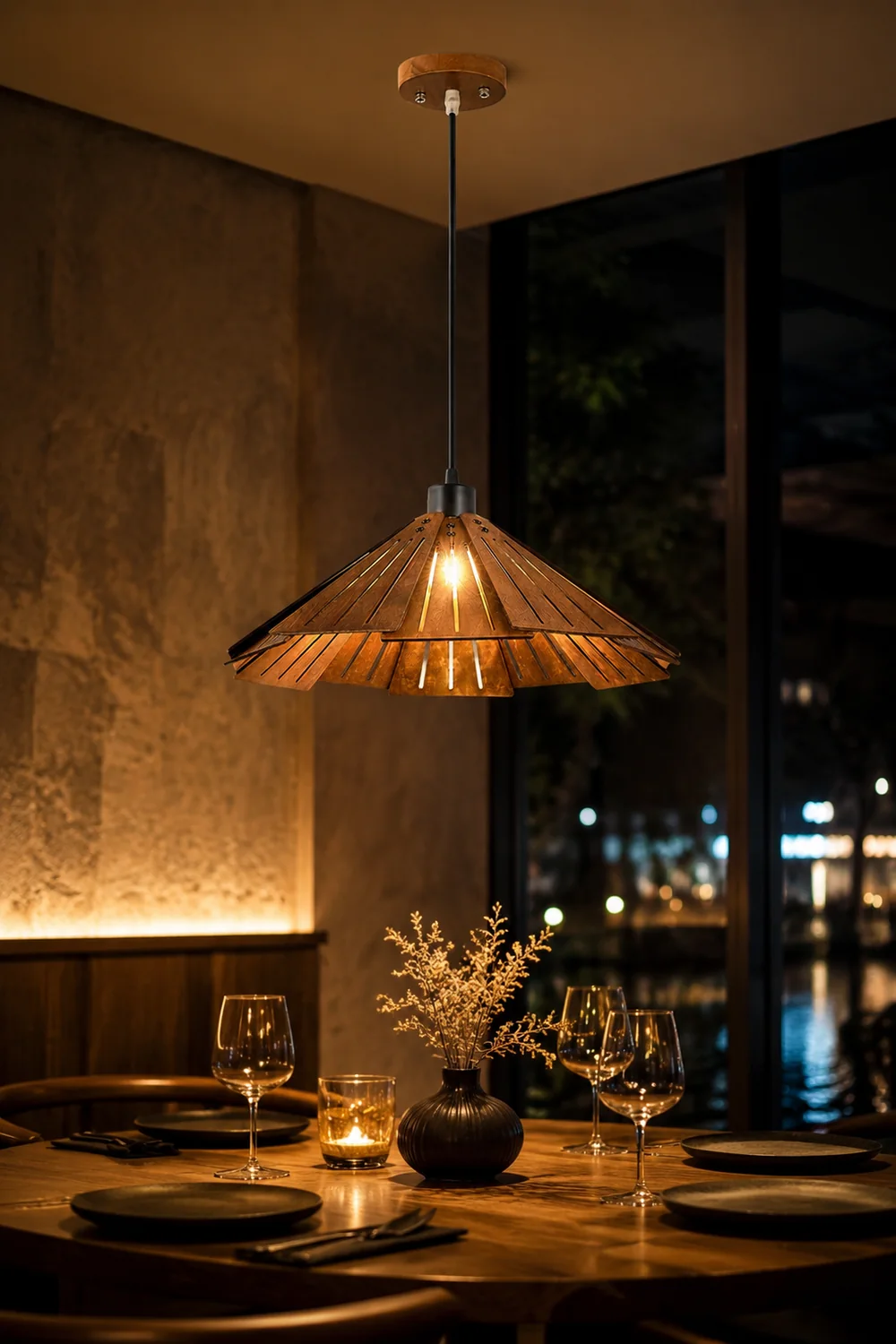Nordische Kreative Pendelleuchte aus Holz für Esszimmer, Restaurant - Lumpaz