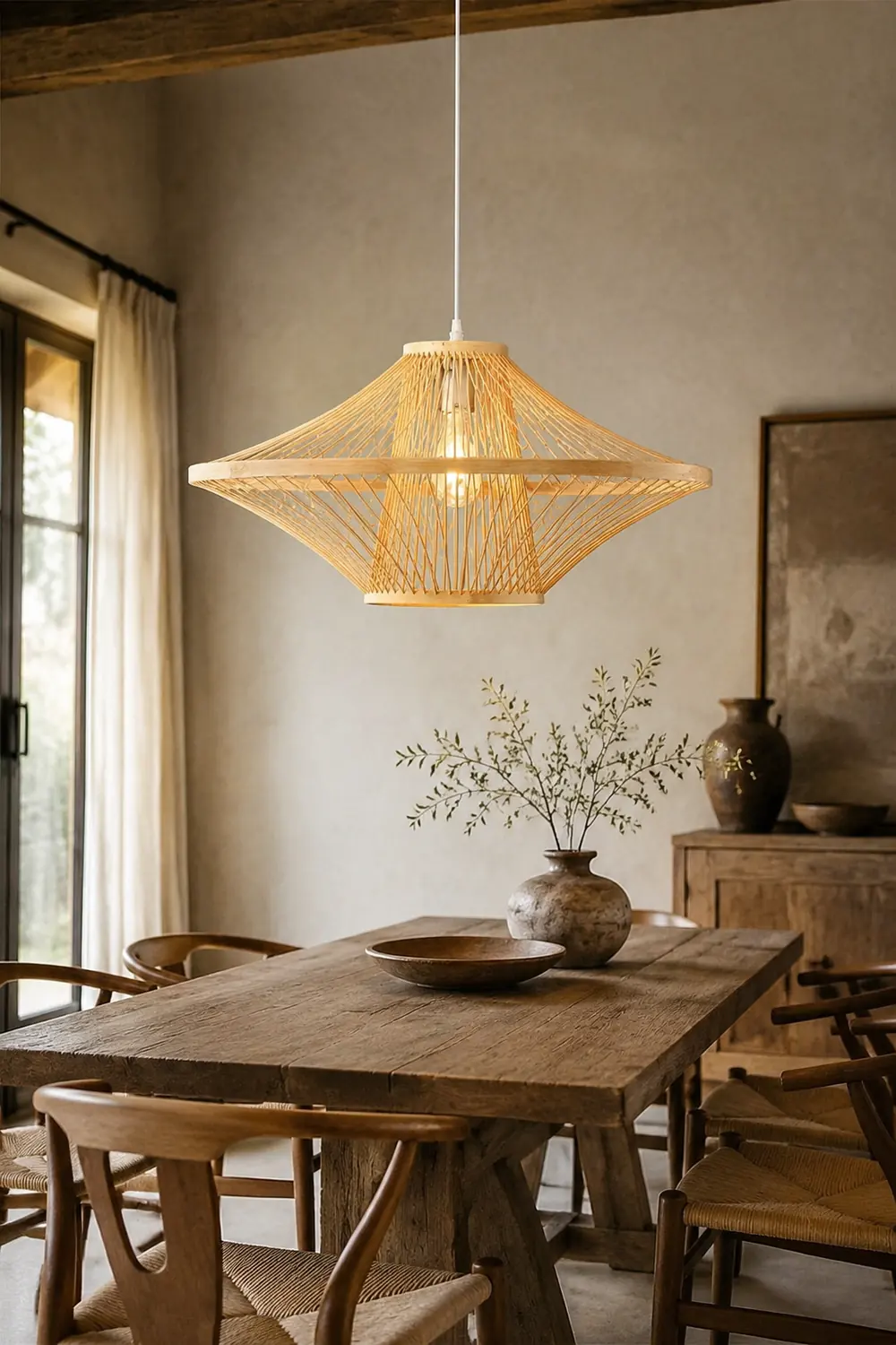 Short Handcrafted Woven Lantern Pendant Light For Living Room - Lumpaz