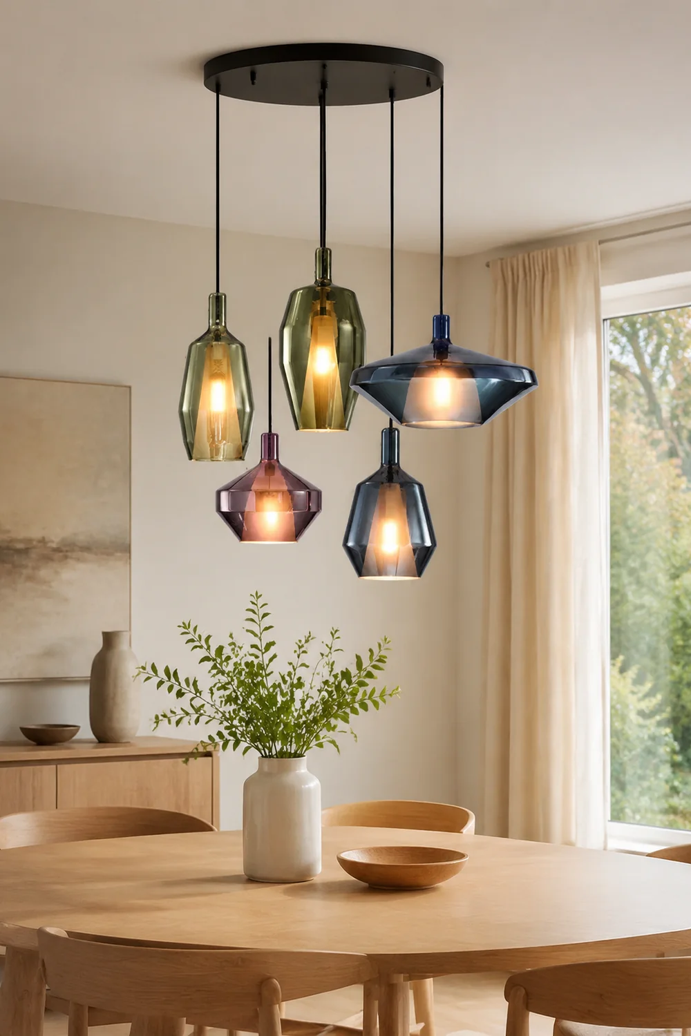 Modern Multicolored Glass Pendant Lamp for Dining - Lumpaz