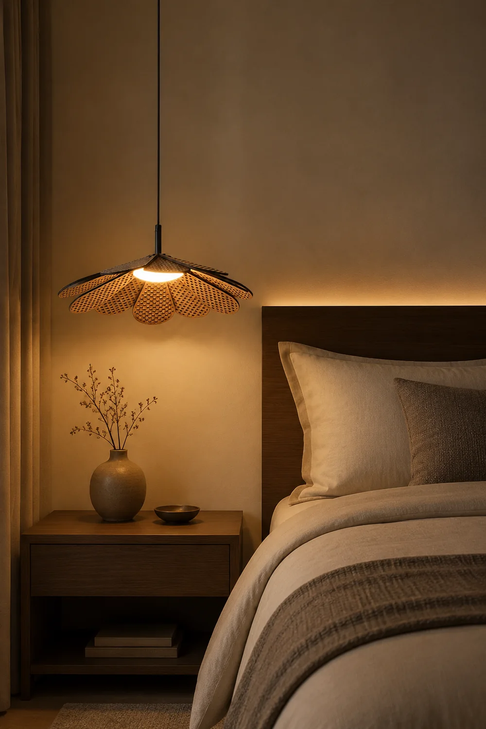Hollyhock LED Rattan Leaves Pendant Light - Lumpaz