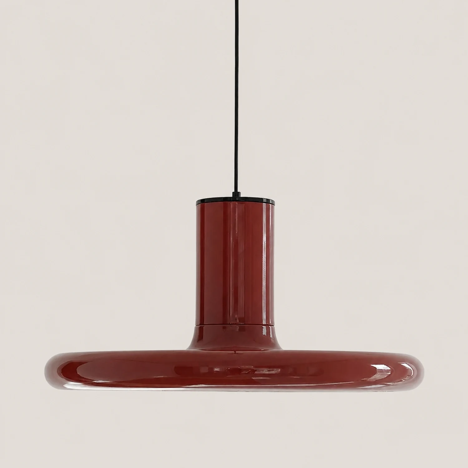 Modern Simple Red Metal Saucer Pendant Light - Lumpaz