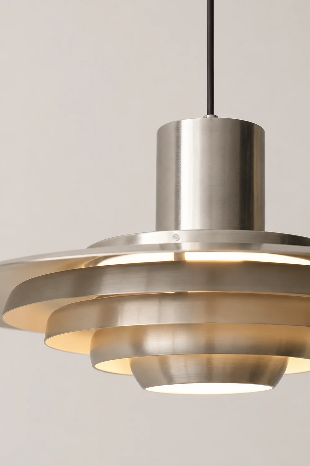 Large Brass Mid Century Modern Hanging Lamp Pendant Light - Lumpaz