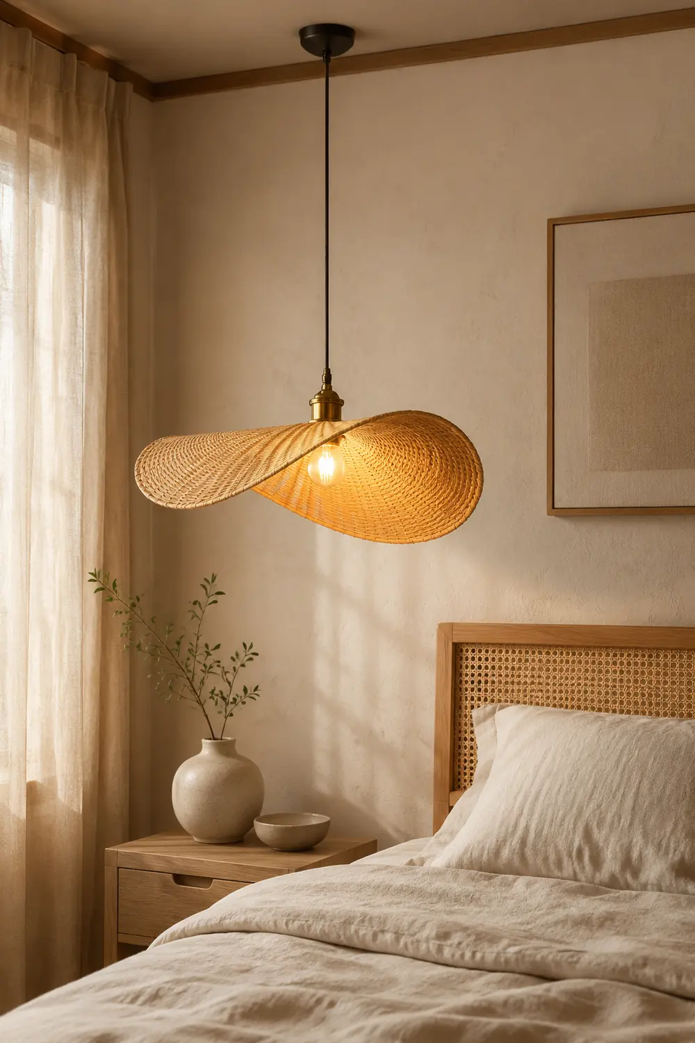 Handmade Natural Bamboo Wicker Pendant Lamp For Living Room - Lumpaz