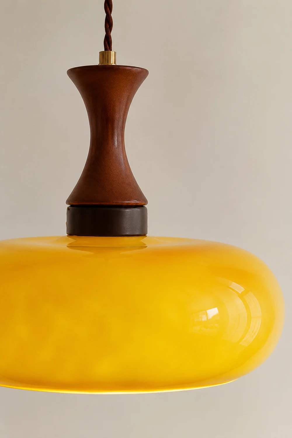 Wooden Yellow Dome Pendant Light for Kitchen Islands - Lumpaz
