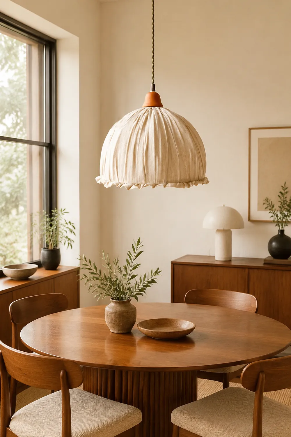 Schlichte Pendelleuchte aus Stoff für Esszimmer & Schlafzimmer - Lumpaz