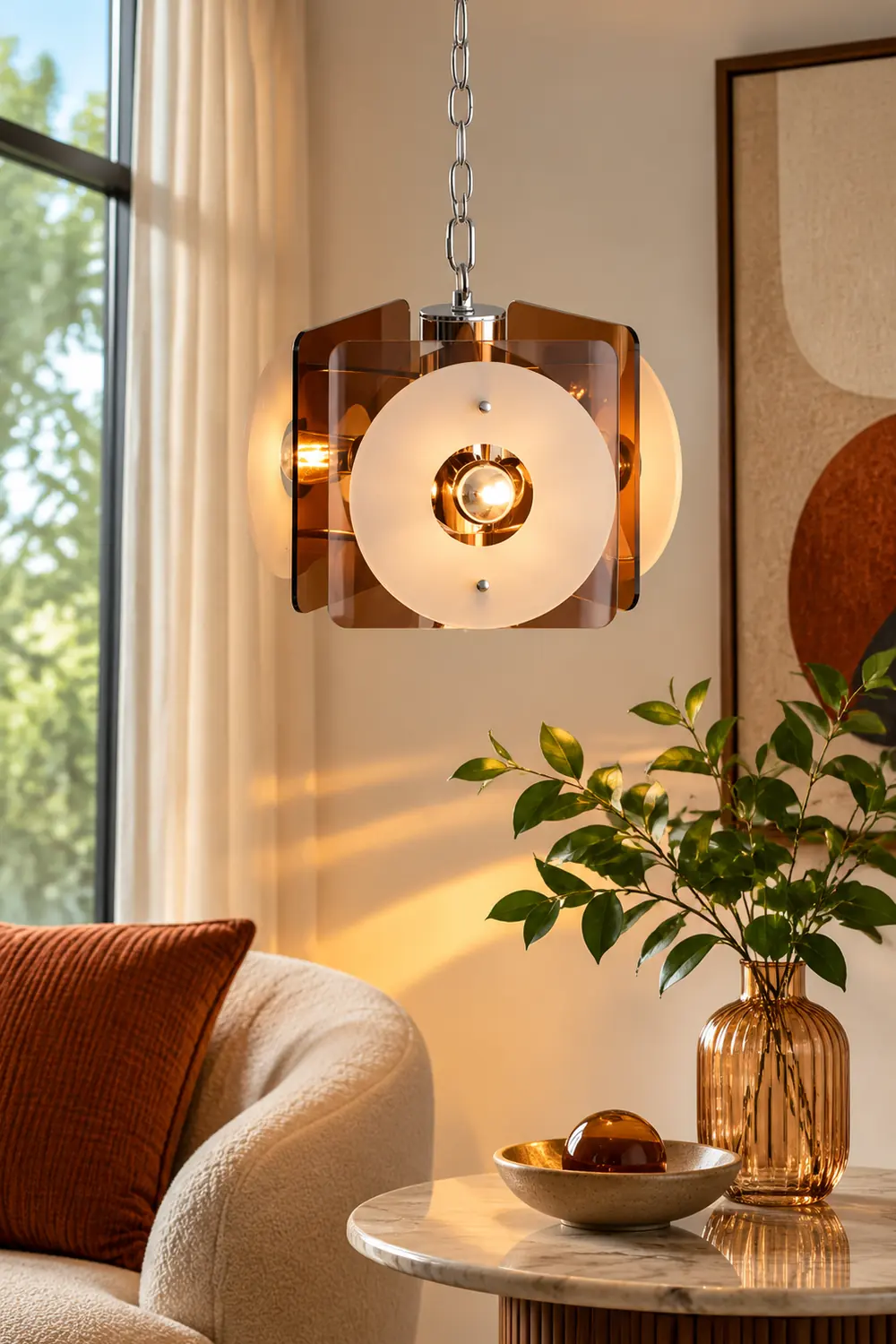 Middle Century Danish Deco Glass Hanging Lights - Lumpaz