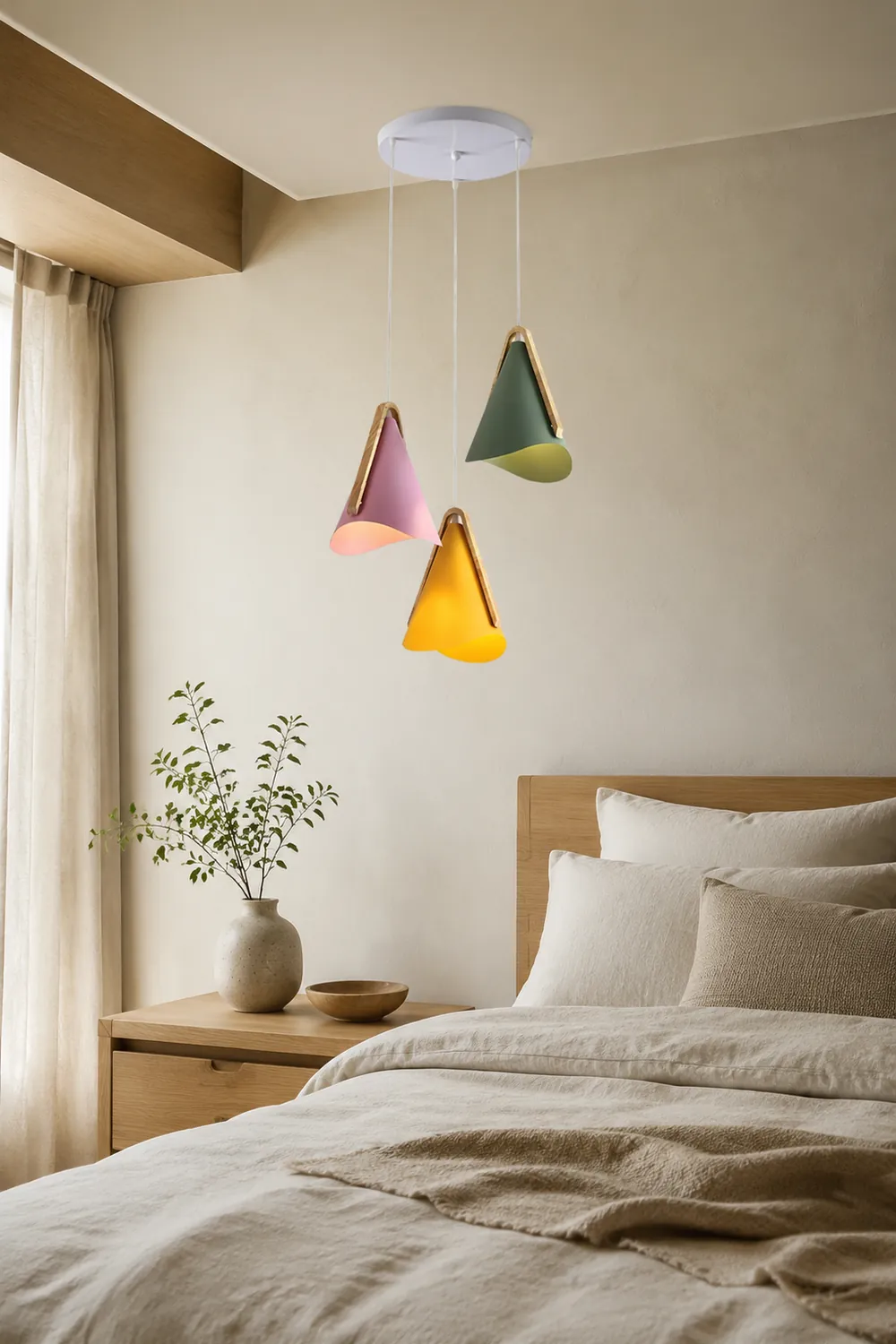 Morandi Cluster-Pendelleuchte 5 Farben, Holz&Metall - Lumpaz