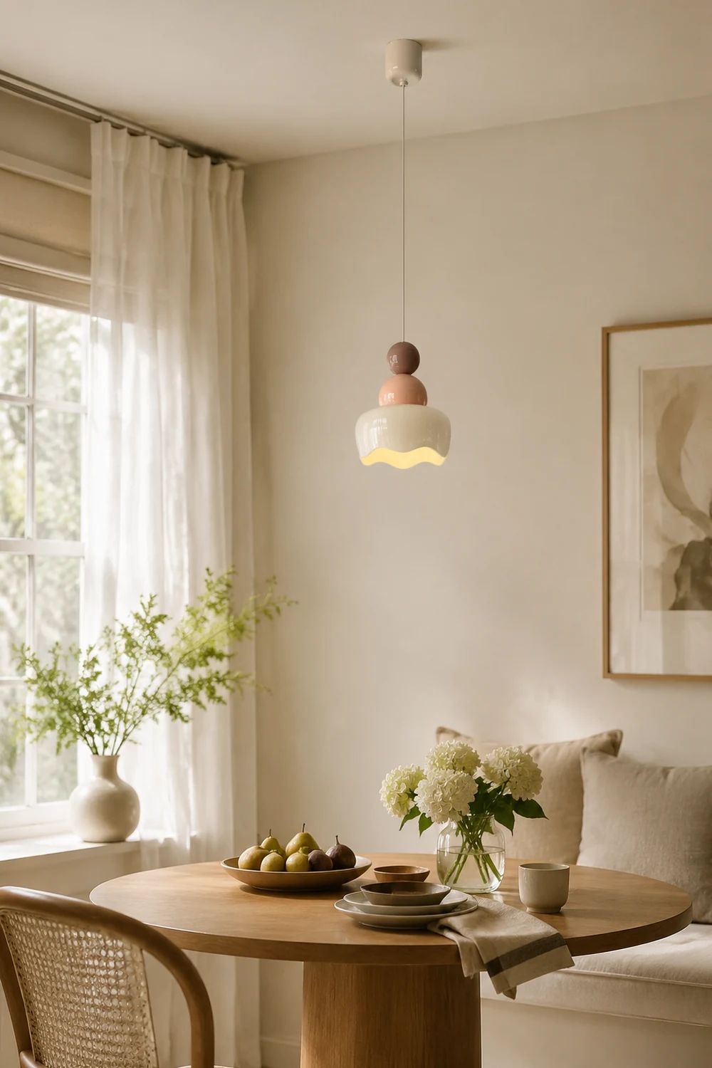 Cream Sunny Bedroom Bedside Pendant Lamp - Lumpaz
