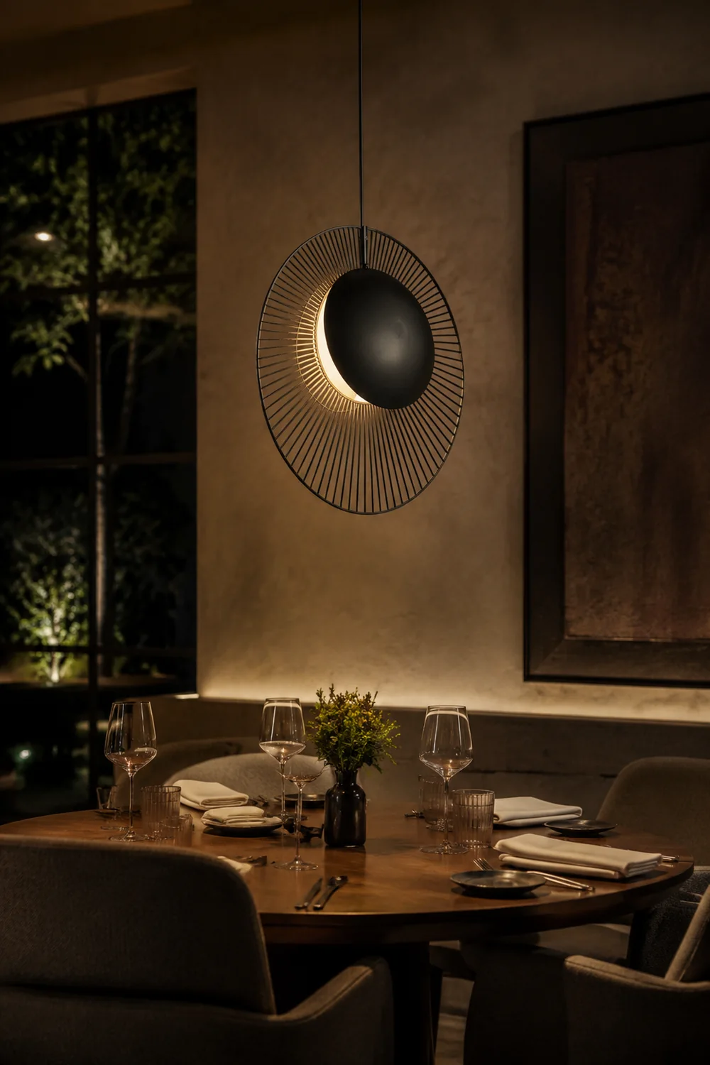 Minimalist Black Metal Pendant Light for Dining Room - Lumpaz