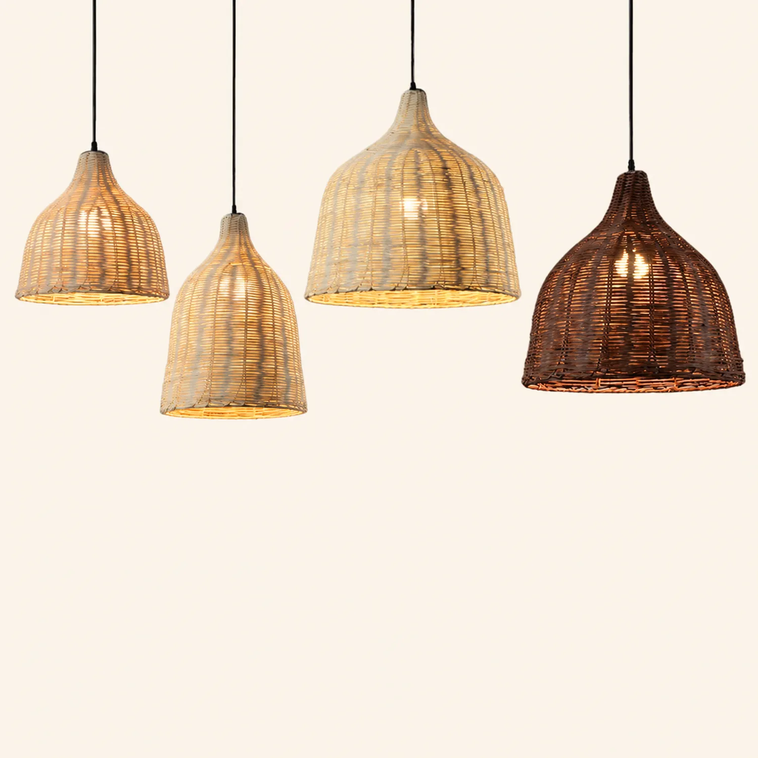 Bamboo Rattan Basket Pendant Light For Kitchen - Lumpaz
