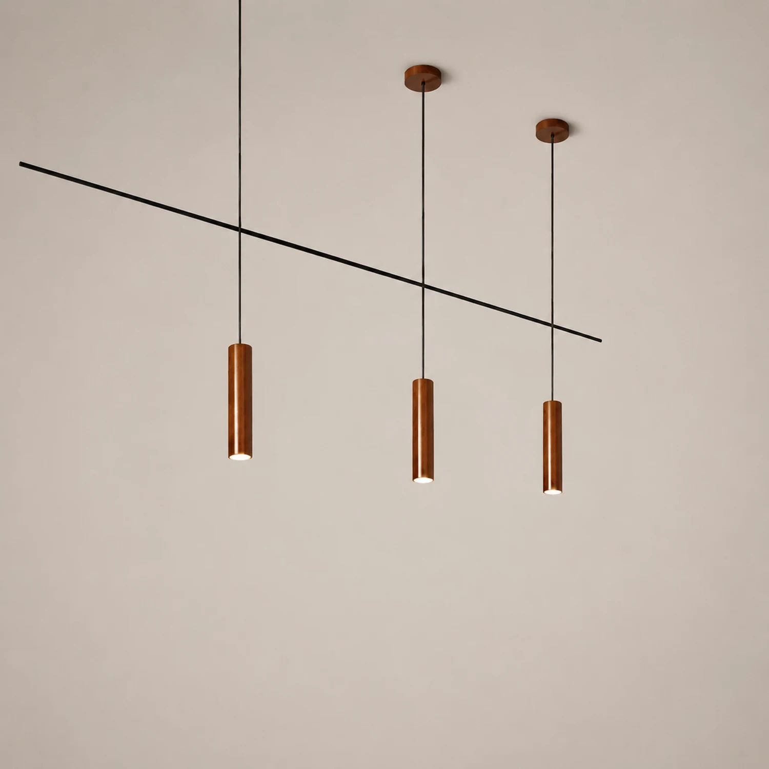 Moderne Einfache LED Pendelleuchte aus Holz für Esszimmer, Restaurant - Lumpaz
