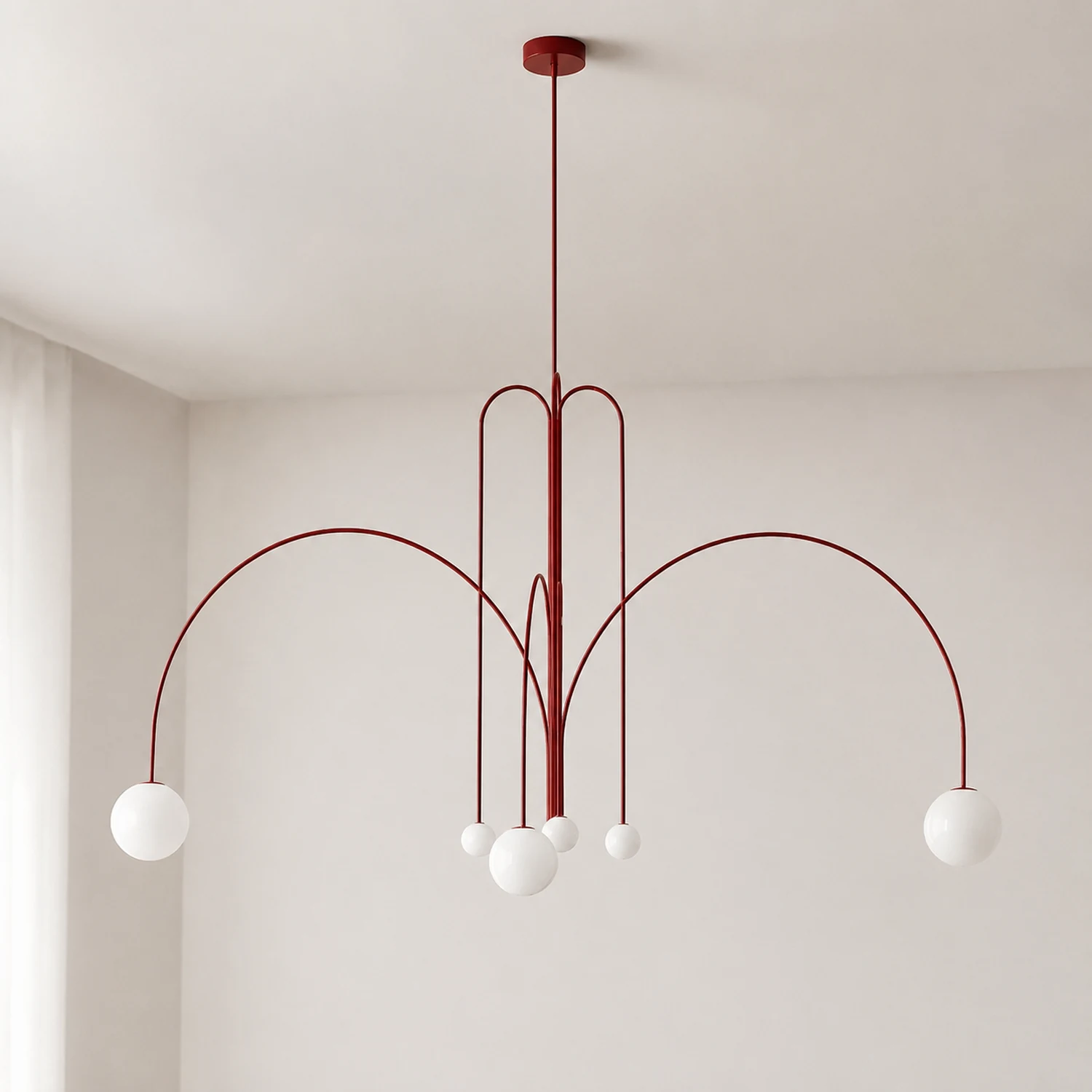 Red Art Deco Long Line Type Metal Pendant Light - Lumpaz