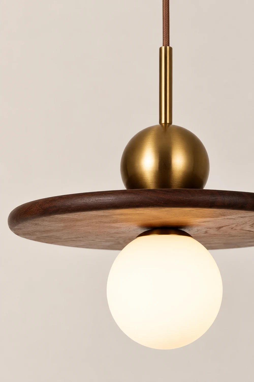 Flying Saucer Walnut Pendant Light - Lumpaz