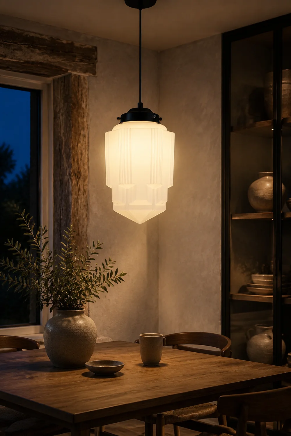 Retro Milk White Glass Geometric Jar Pendant Light - Lumpaz
