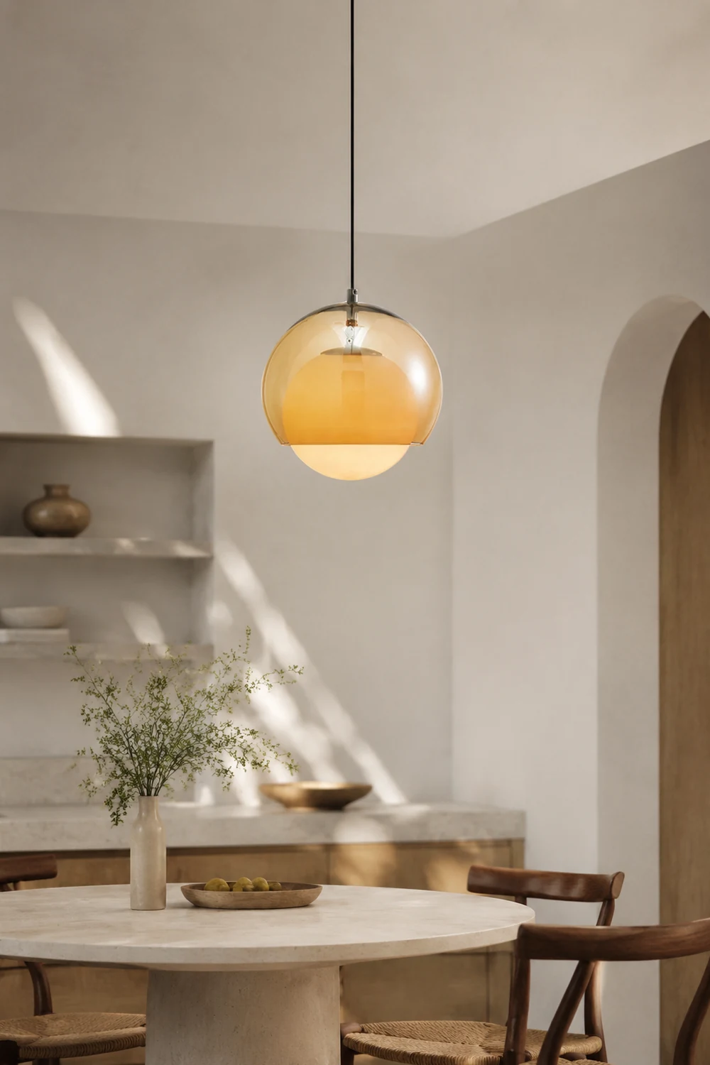 Vintage Orange Bauhaus Glass Pendant Light - Lumpaz