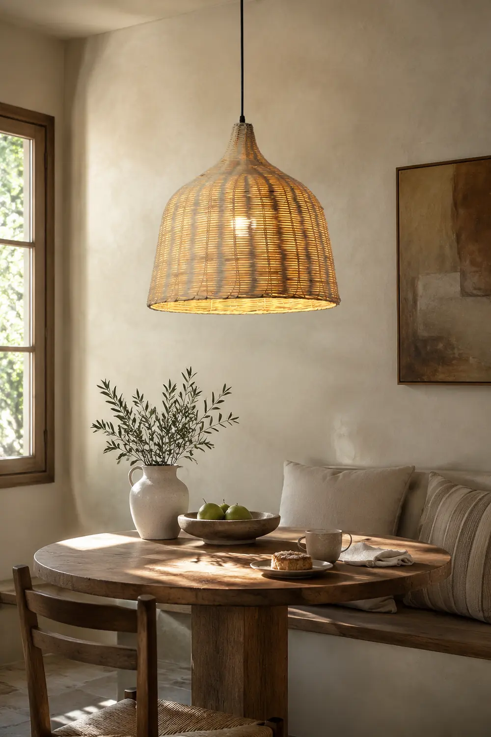 Bamboo Rattan Basket Pendant Light For Kitchen - Lumpaz