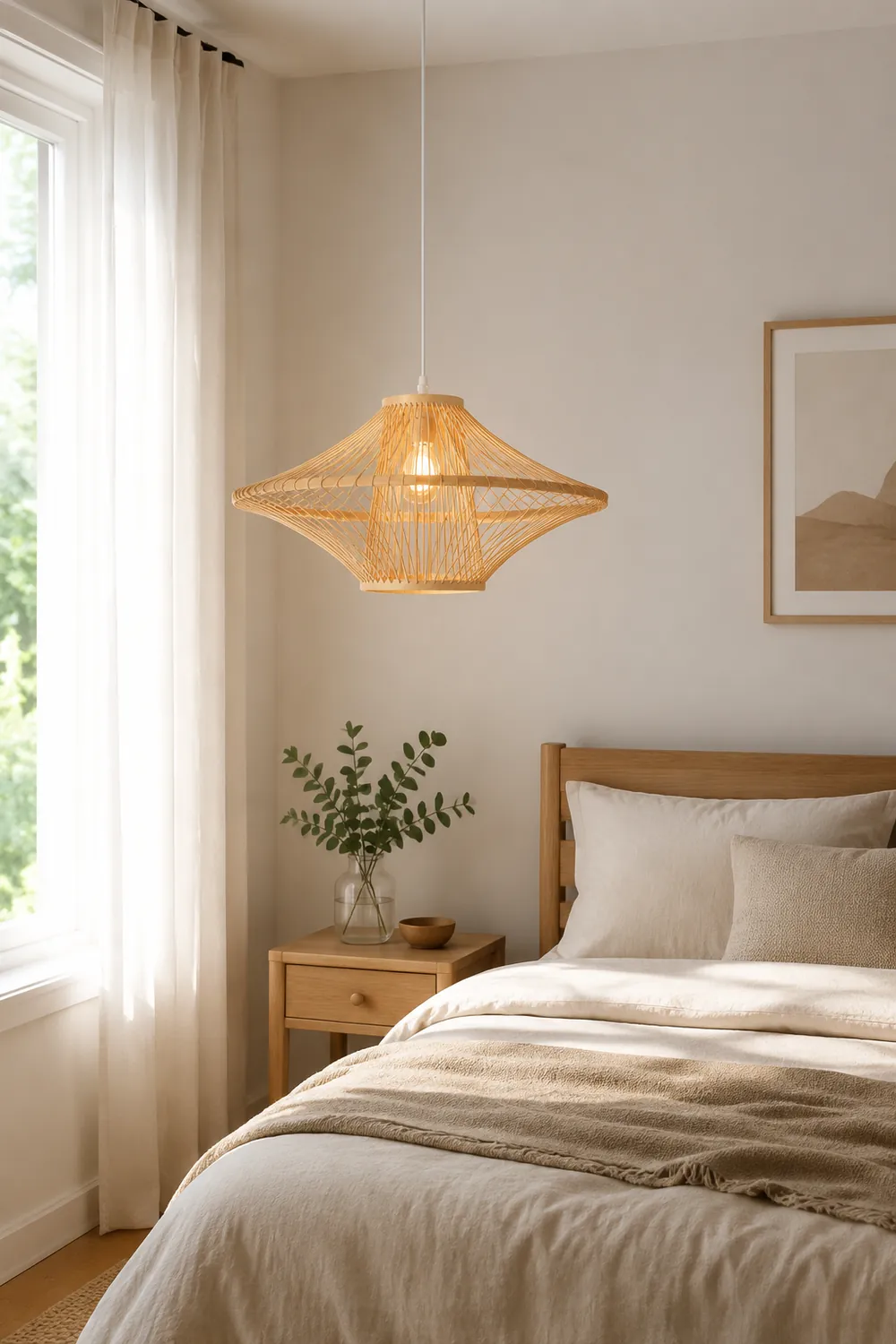Short Handcrafted Woven Lantern Pendant Light For Living Room - Lumpaz