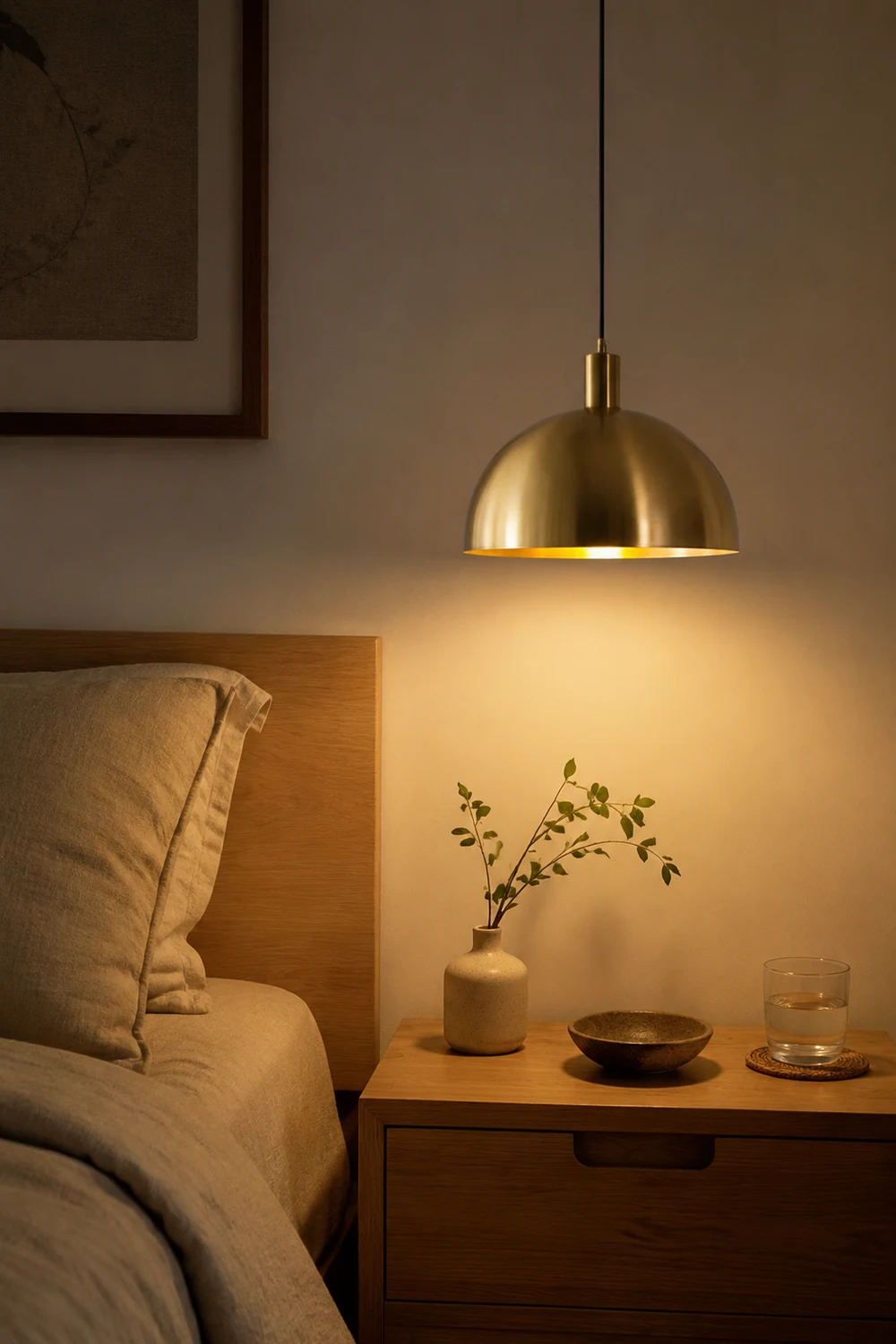 Mid-Century Modern Brass Dome Hanging Pendant Light - Lumpaz