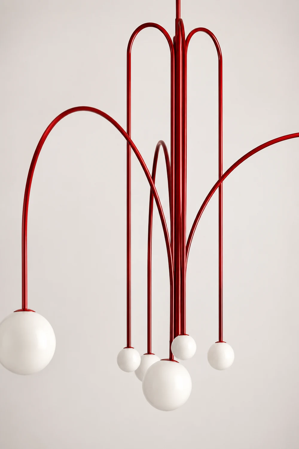 Red Art Deco Long Line Type Metal Pendant Light - Lumpaz