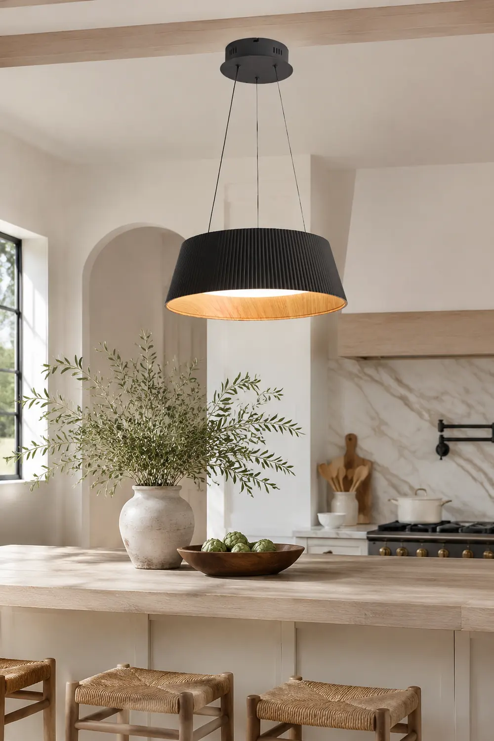 Modern Ribbed LED Pendant Light For Kitchen Island - Lumpaz