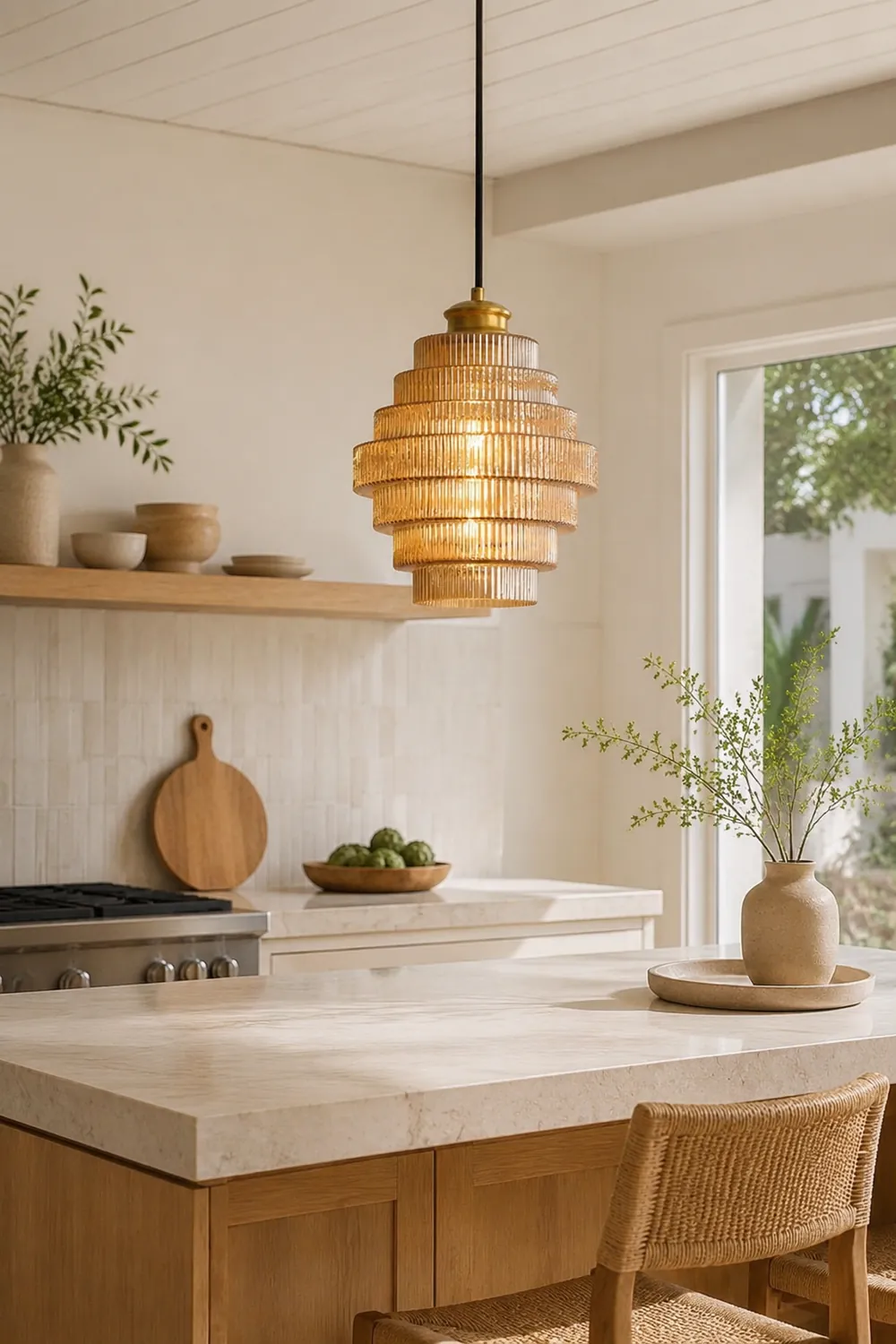 Bottle Shaped Brass Glass Pendant Light - Lumpaz