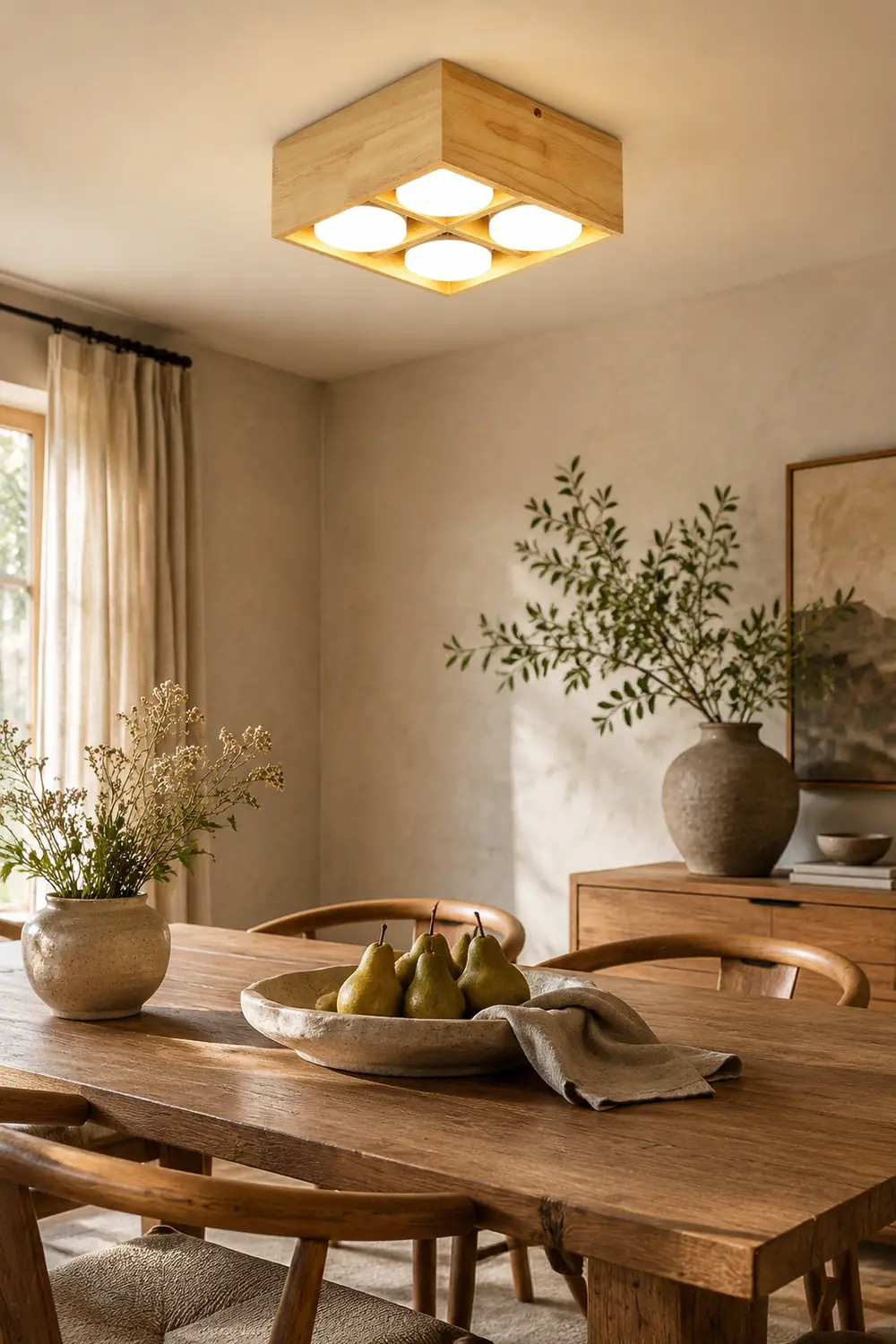 Ozawa Einfache LED Deckenleuchte aus Holz für Wohnzimmer, Schlafzimmer - Lumpaz