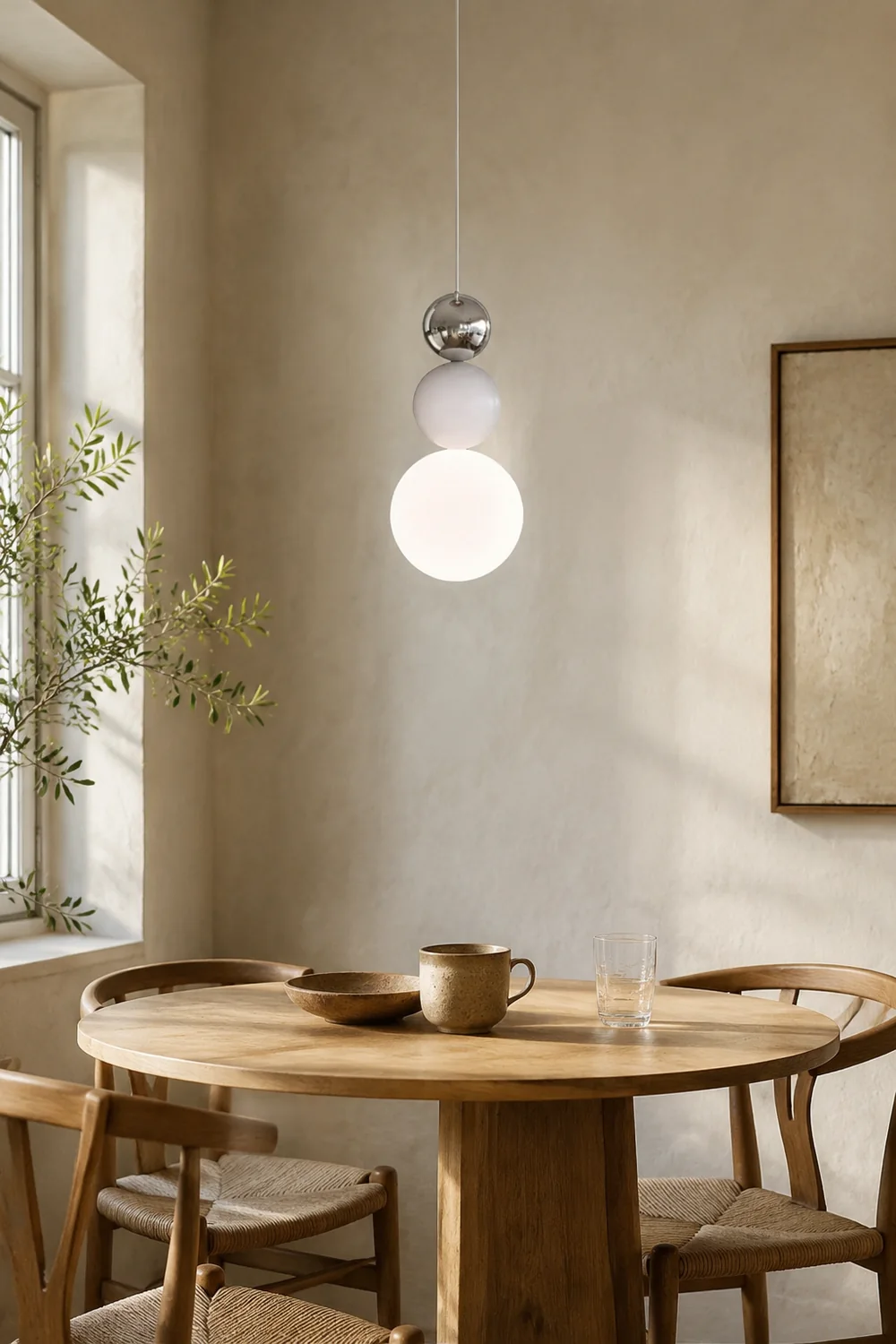 Modern White Glass Hanging Pendant Light - Lumpaz