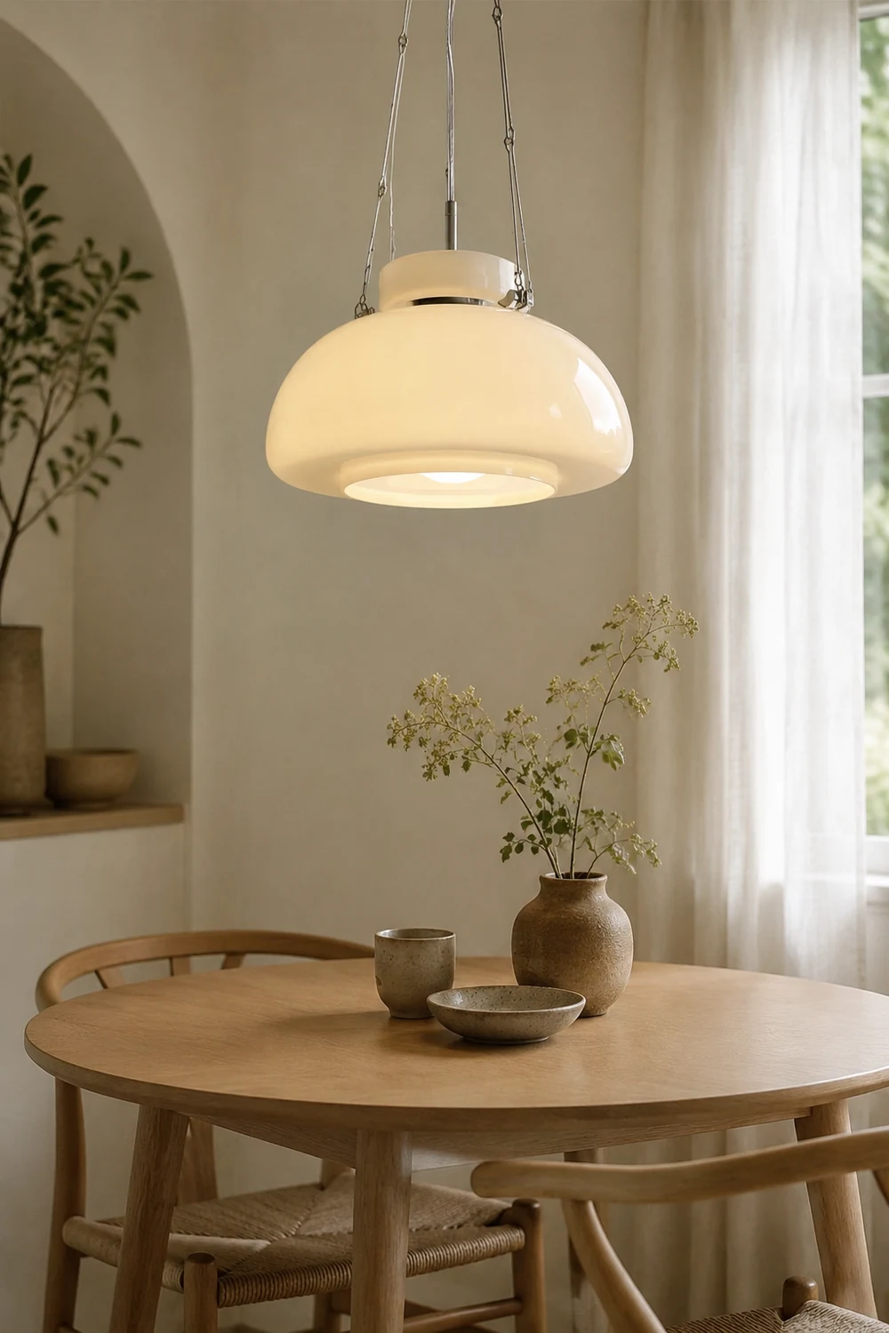 Vintage Milk Dome Glass Pendant Light - Lumpaz