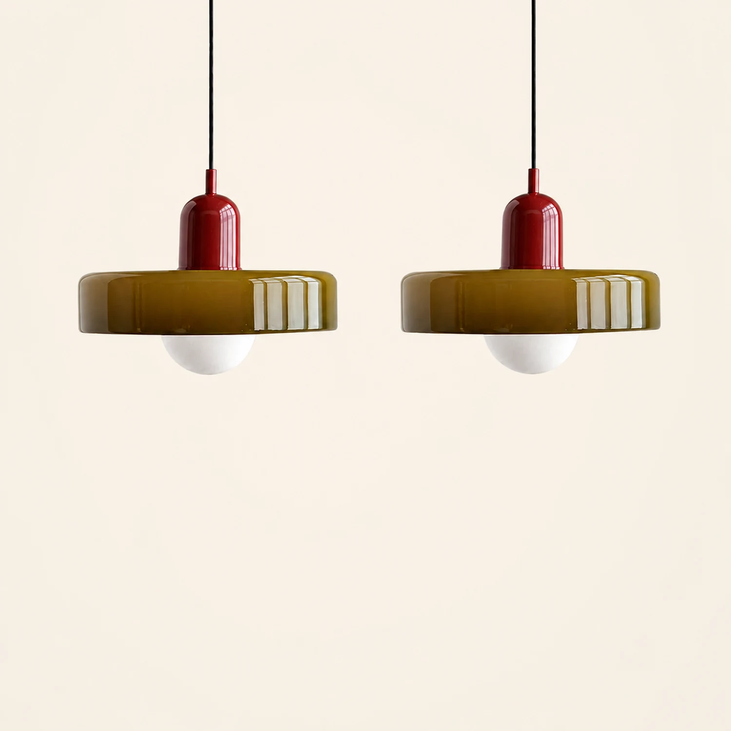 2 Heads Modern Bauhaus Glass Pendant Light - Lumpaz