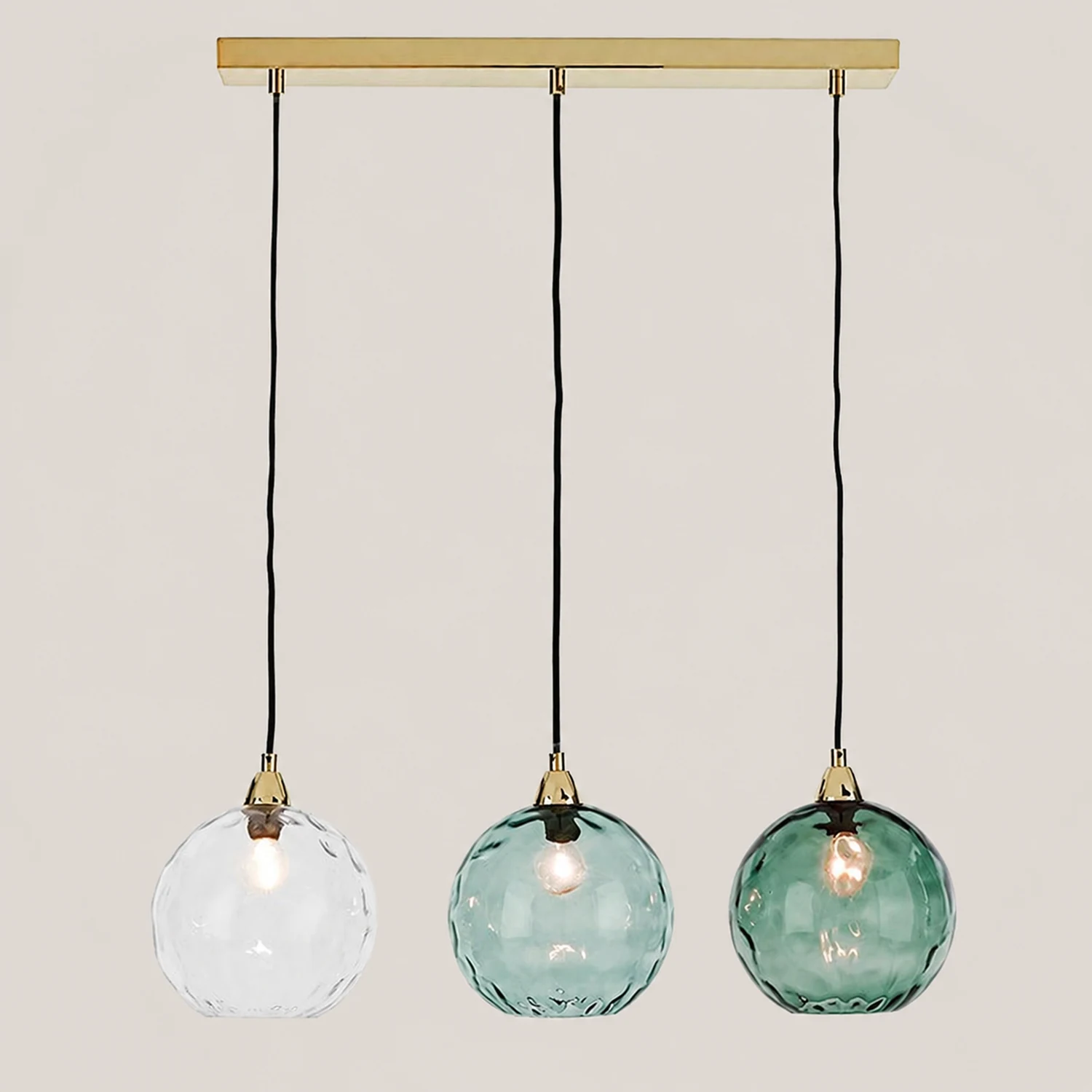 Hailie Pendelleuchte aus buntem Glas, 3 flammig - Lumpaz