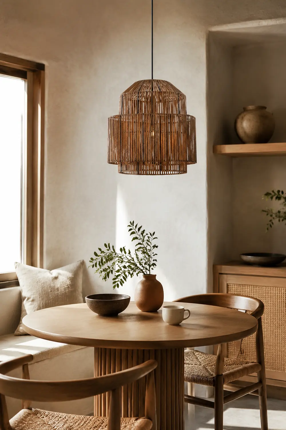 Handwoven Rattan Modern Pendant Lighting For Kitchen Island - Lumpaz