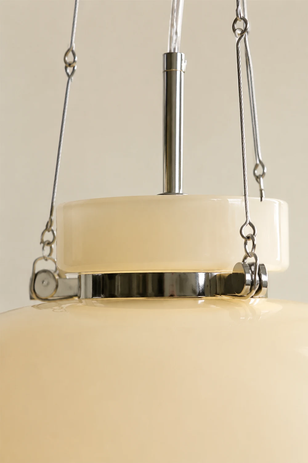 Vintage Milk Dome Glass Pendant Light - Lumpaz