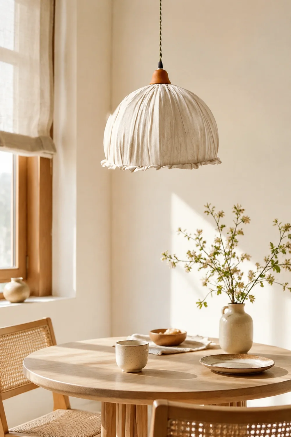Schlichte Pendelleuchte aus Stoff für Esszimmer & Schlafzimmer - Lumpaz