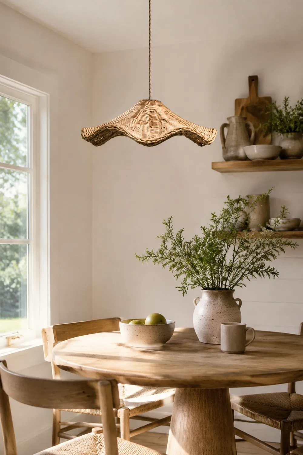 Boho Wicker Rattan Farmouse Pendant Light - Lumpaz