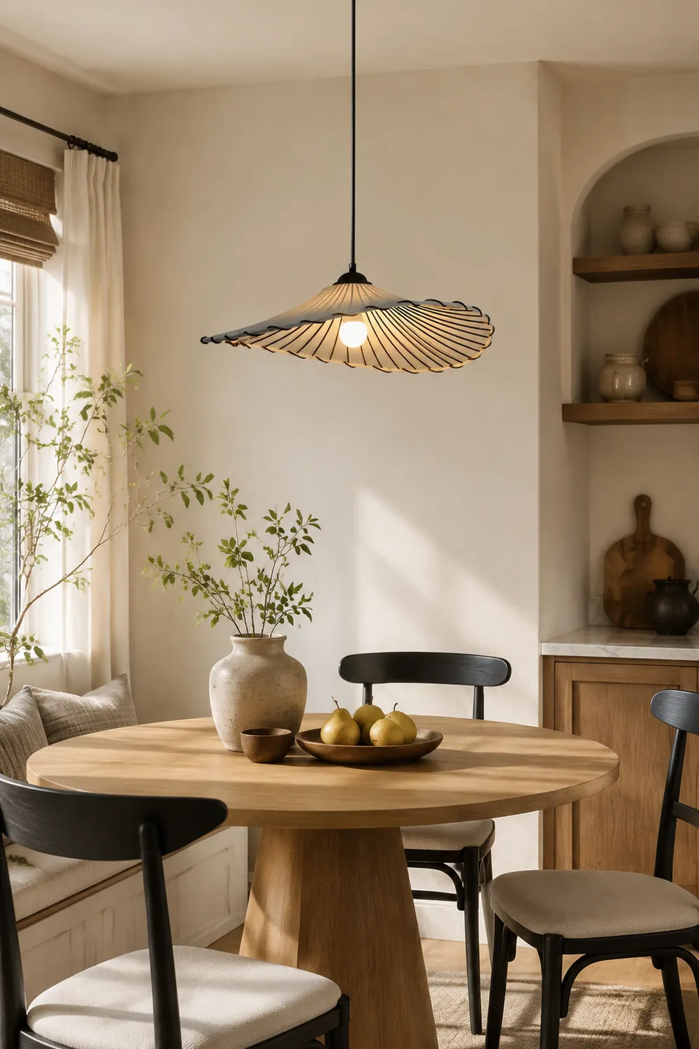 Wabi-Sabi Vintage Lotus Leaf Fabric Pendant Light - Lumpaz