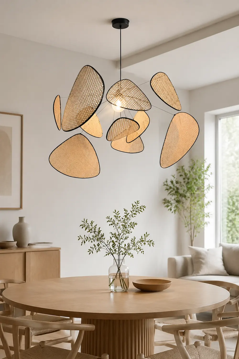 Modern Irregular Shape Rattan Kitchen Pendant Light - Lumpaz