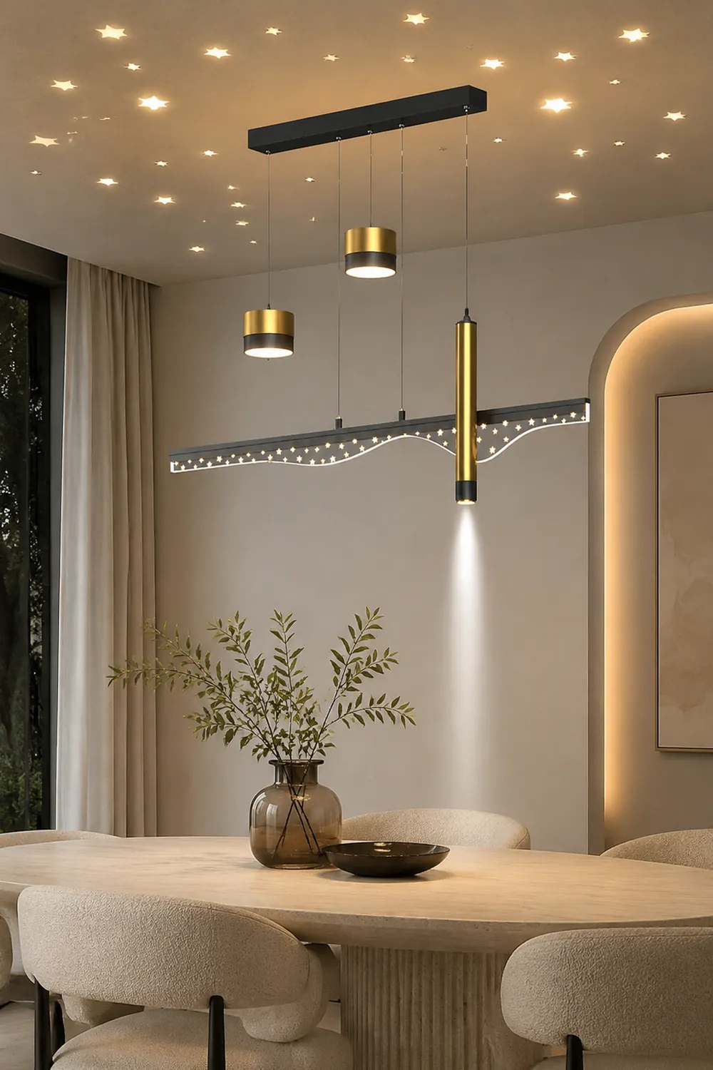 Moderne LED Kronleuchter Sternenhimmel Pendelleuchte für Esszimmer & Restaurant - Lumpaz