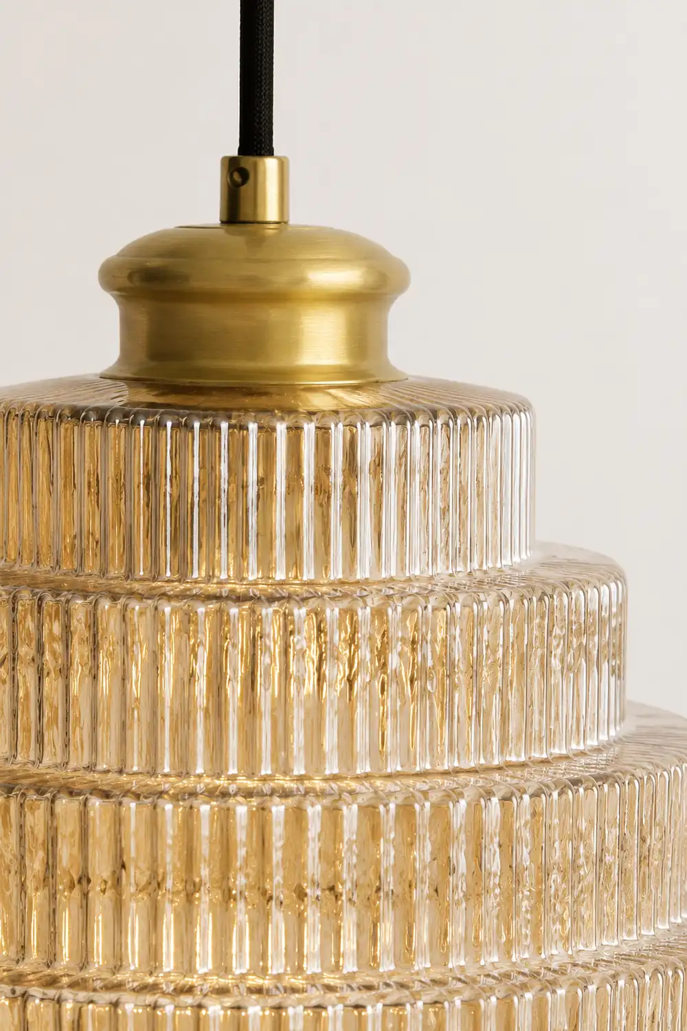 Antique Stripped Glass Brass Pendant Light - Lumpaz