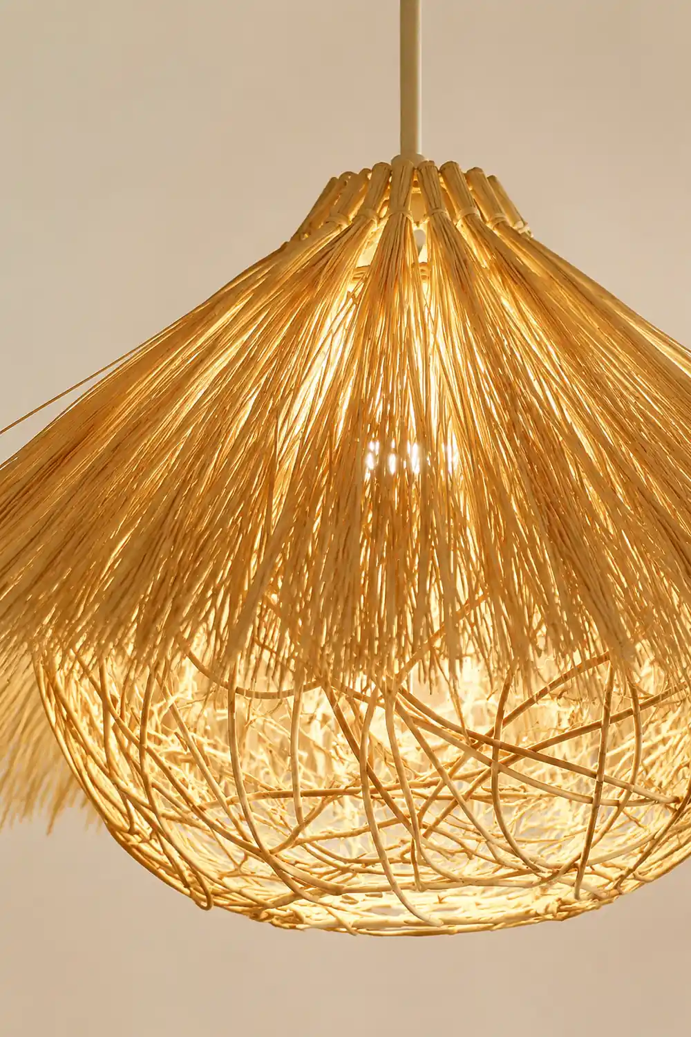 Muto Boho Handgeflochtene Pendelleuchte aus Rattan für Esszimmer - Lumpaz