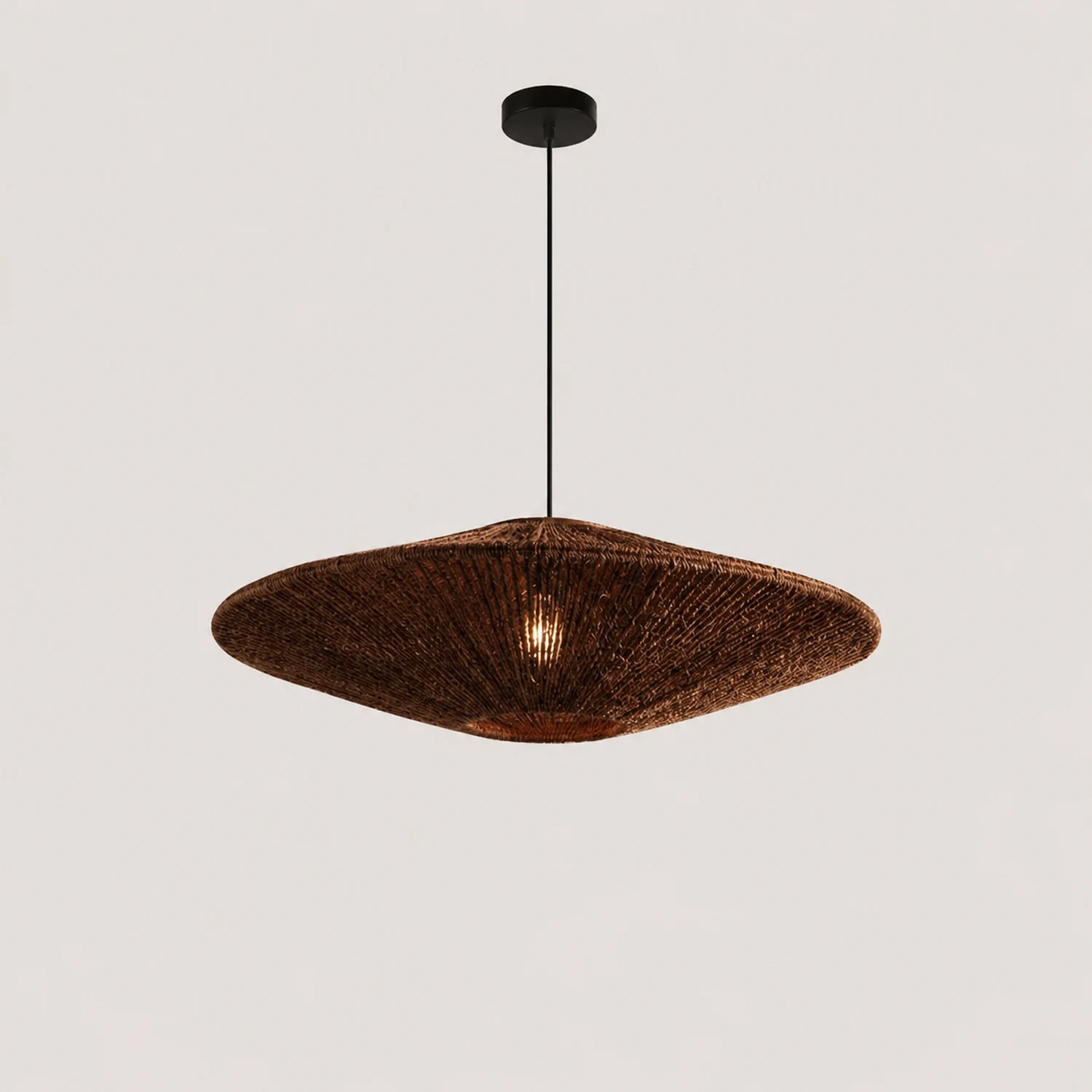 Rustic Rattan Brown Pendant Lights - Lumpaz