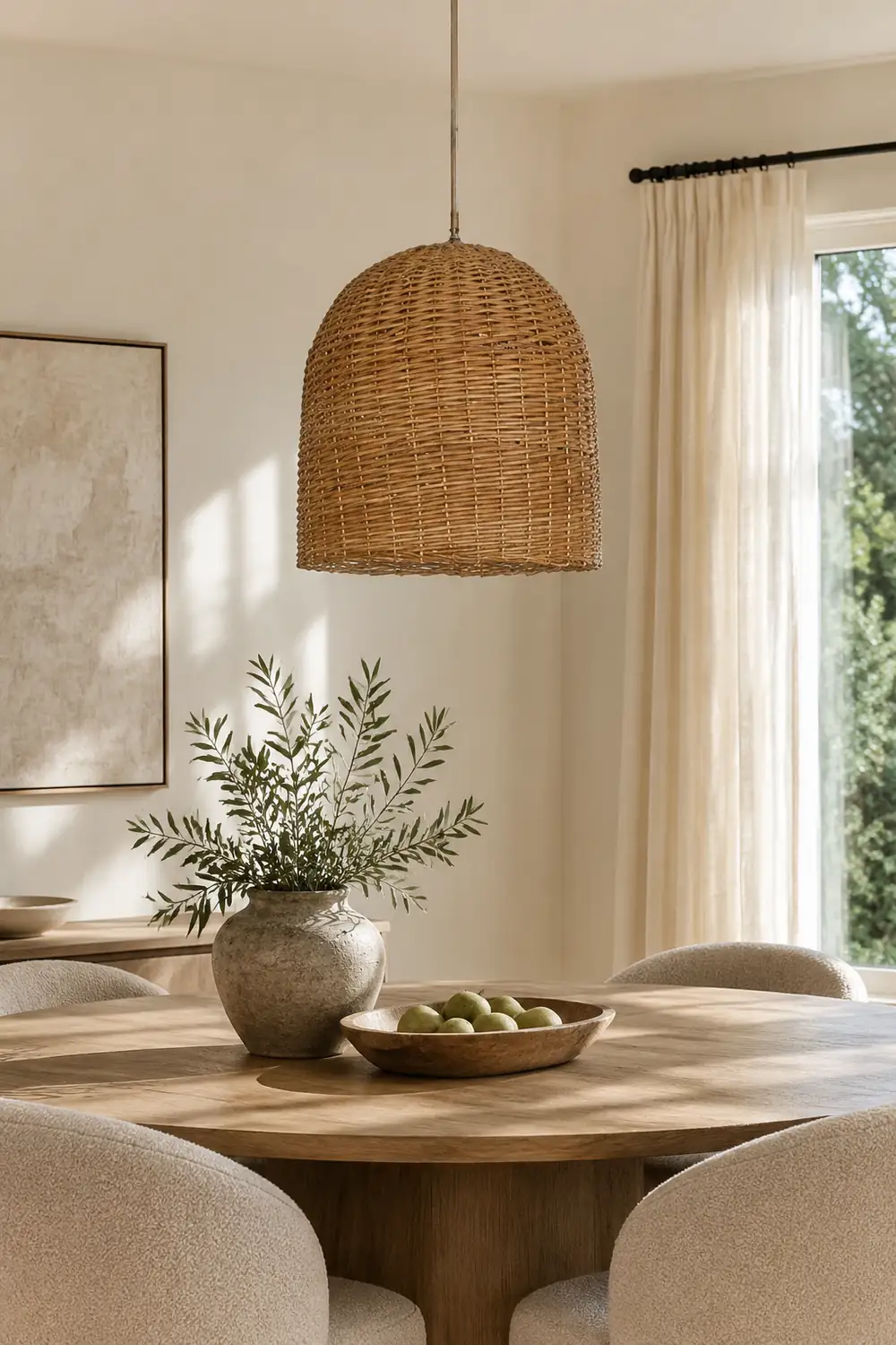 Round Short Bamboo Basket Kitchen Island Pendant Light - Lumpaz