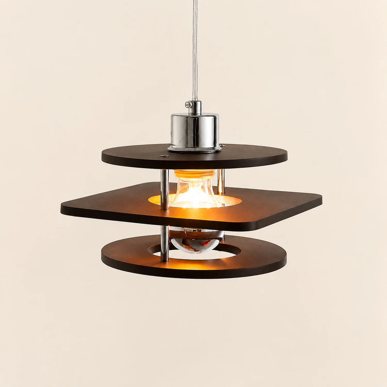 Retro Walnut Indoor Pendant Light For Dining Room - Lumpaz