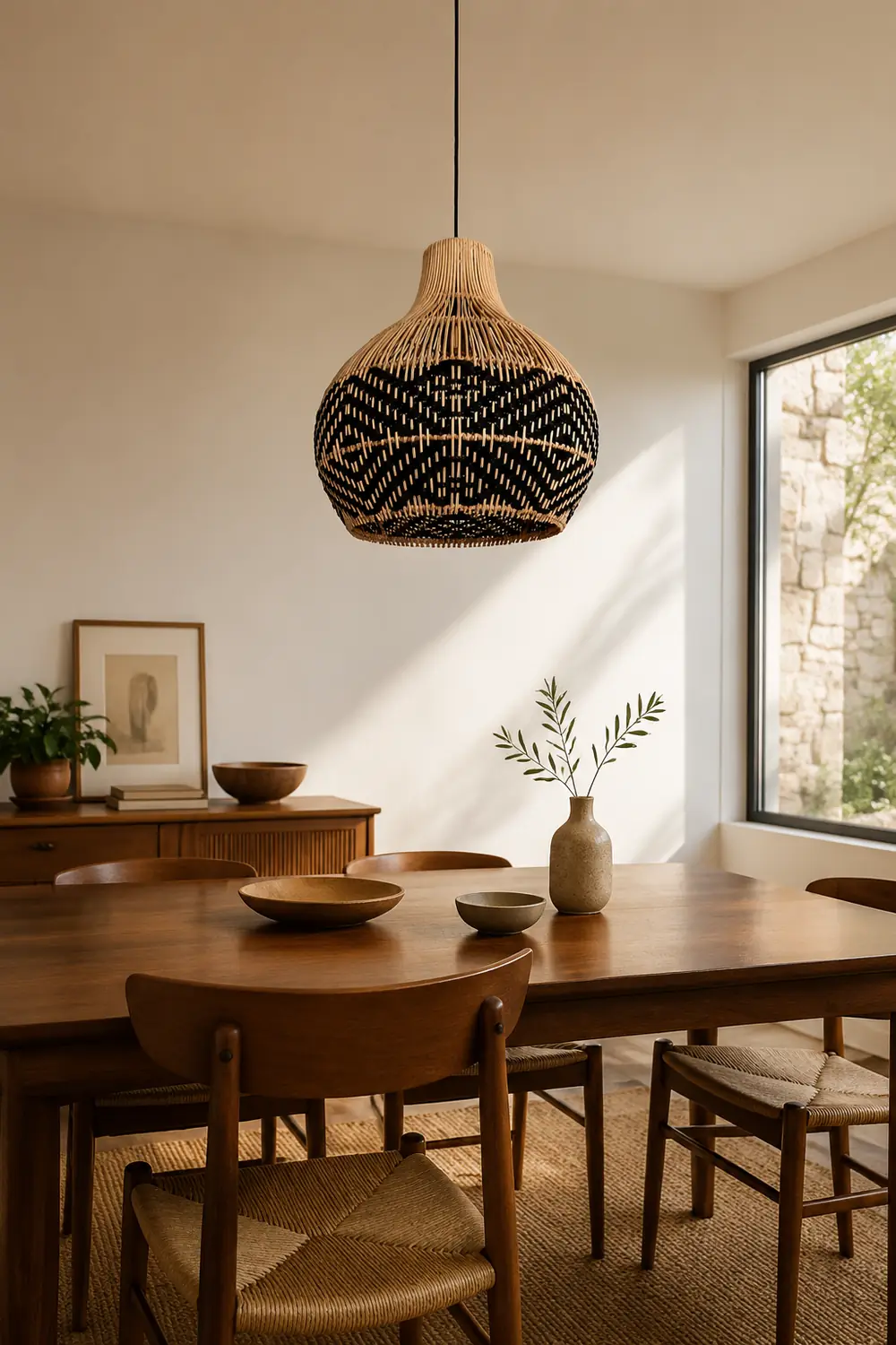 Vintage Ratten Handwoven Pendant Light - Lumpaz
