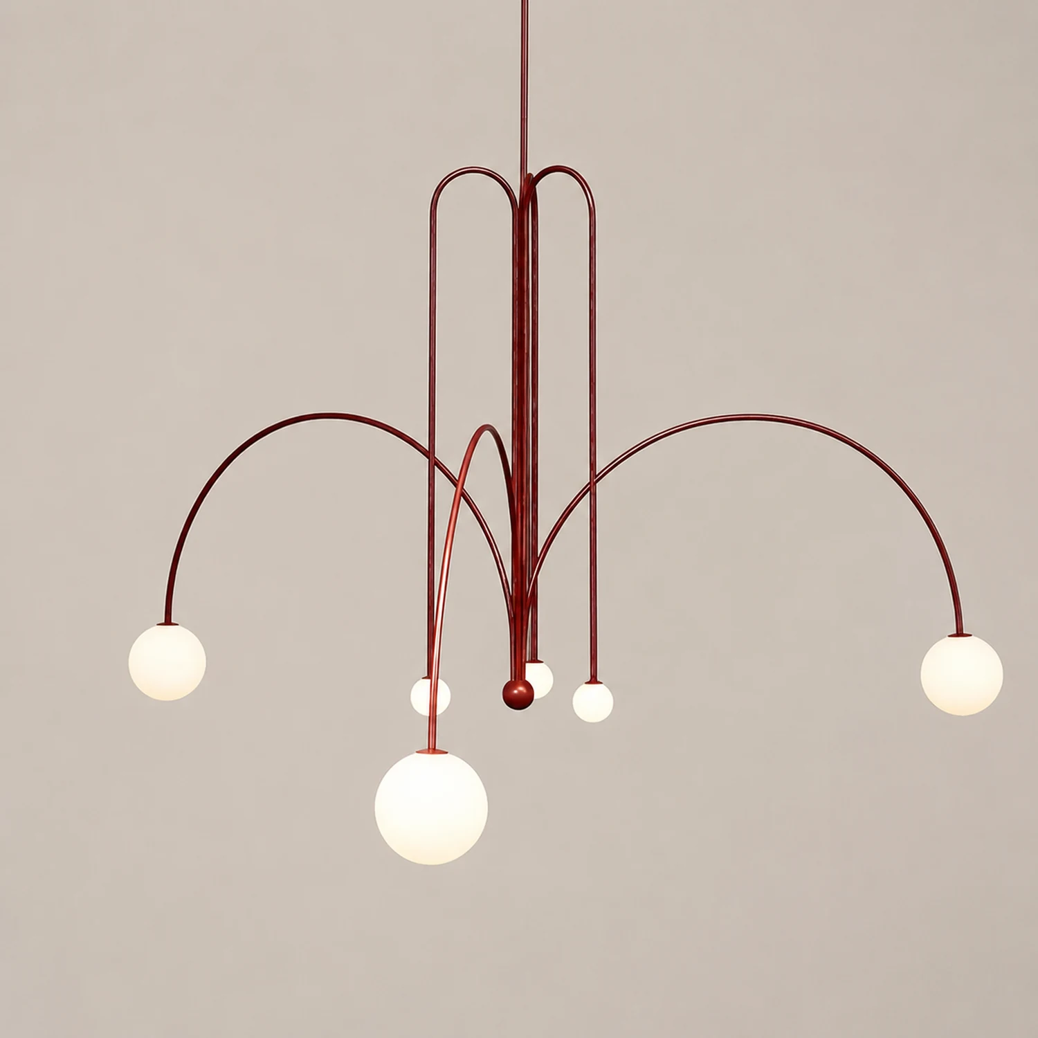 Red Art Deco Long Line Type Metal Pendant Light - Lumpaz