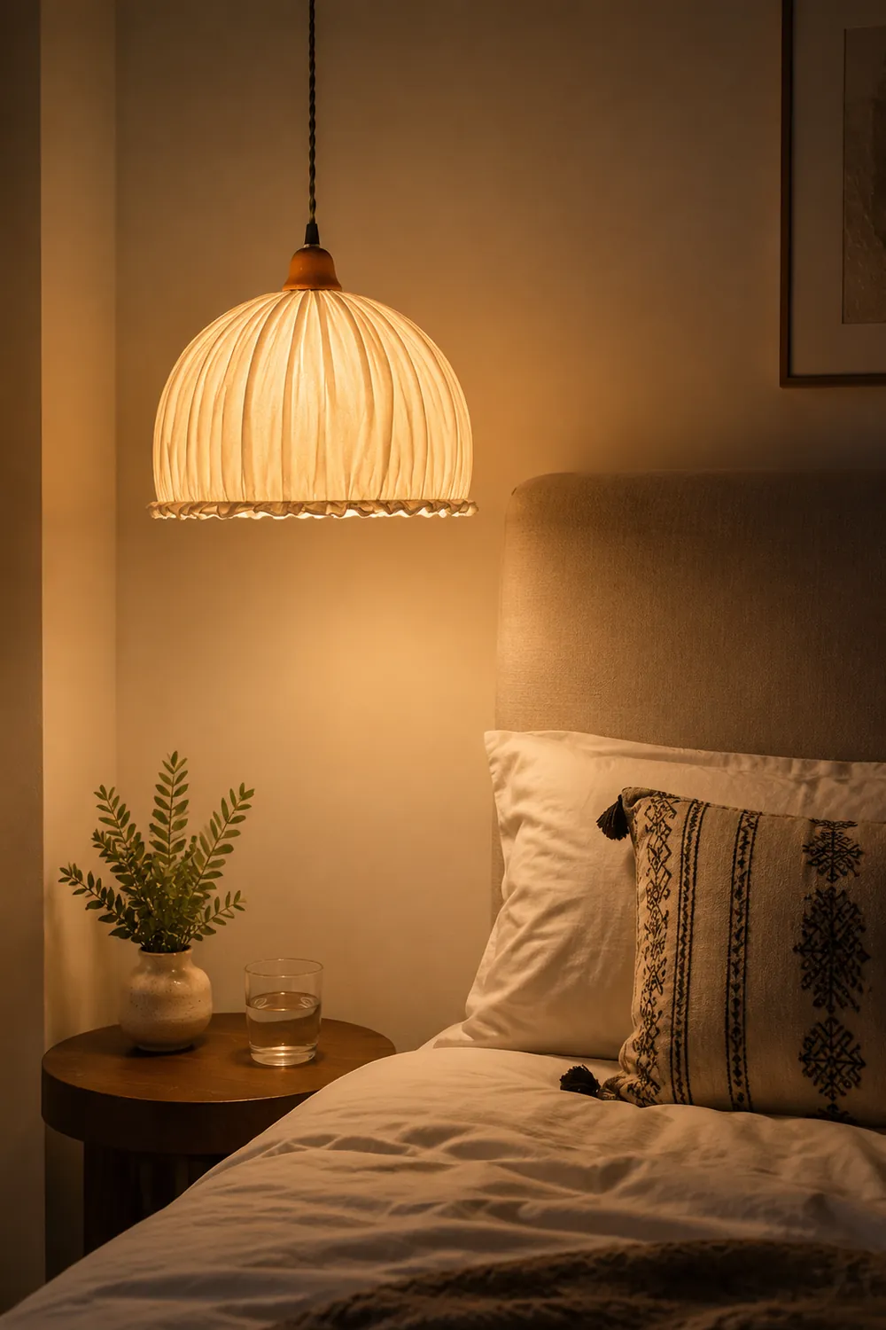 Schlichte Pendelleuchte aus Stoff für Esszimmer & Schlafzimmer - Lumpaz