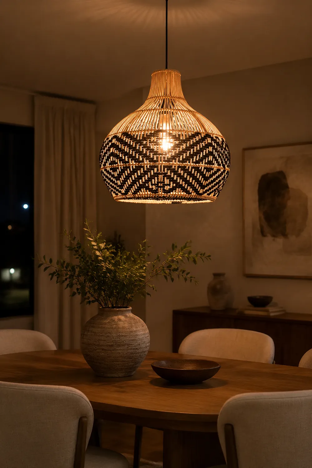 Vintage Ratten Handwoven Pendant Light - Lumpaz